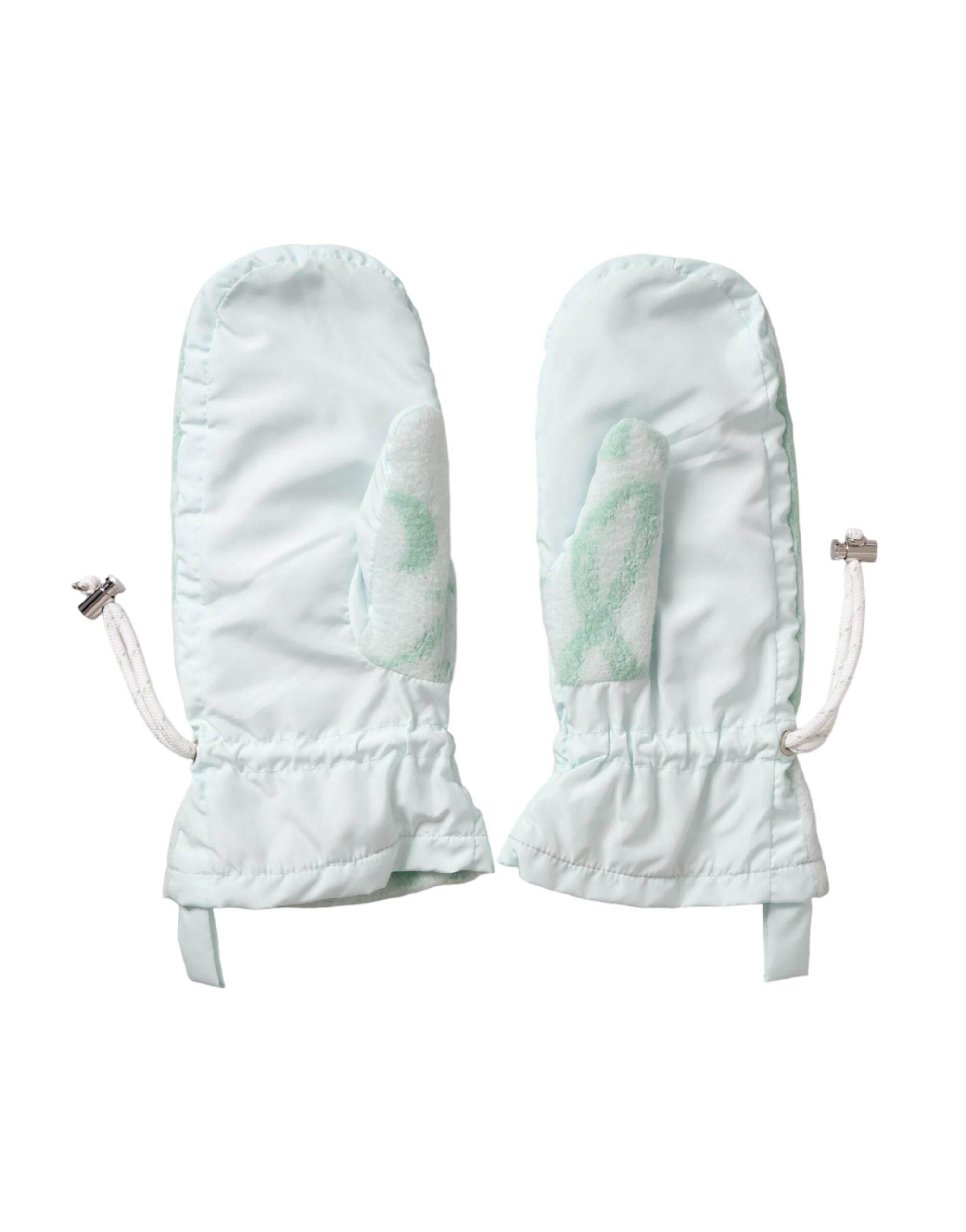 Dolce & Gabbana White Nylon Fleece Wrist Length Mitten Gloves - Hilstor