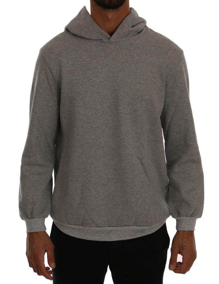 Daniele Alessandrini Gray Pullover Hodded Cotton Sweater - Hilstor