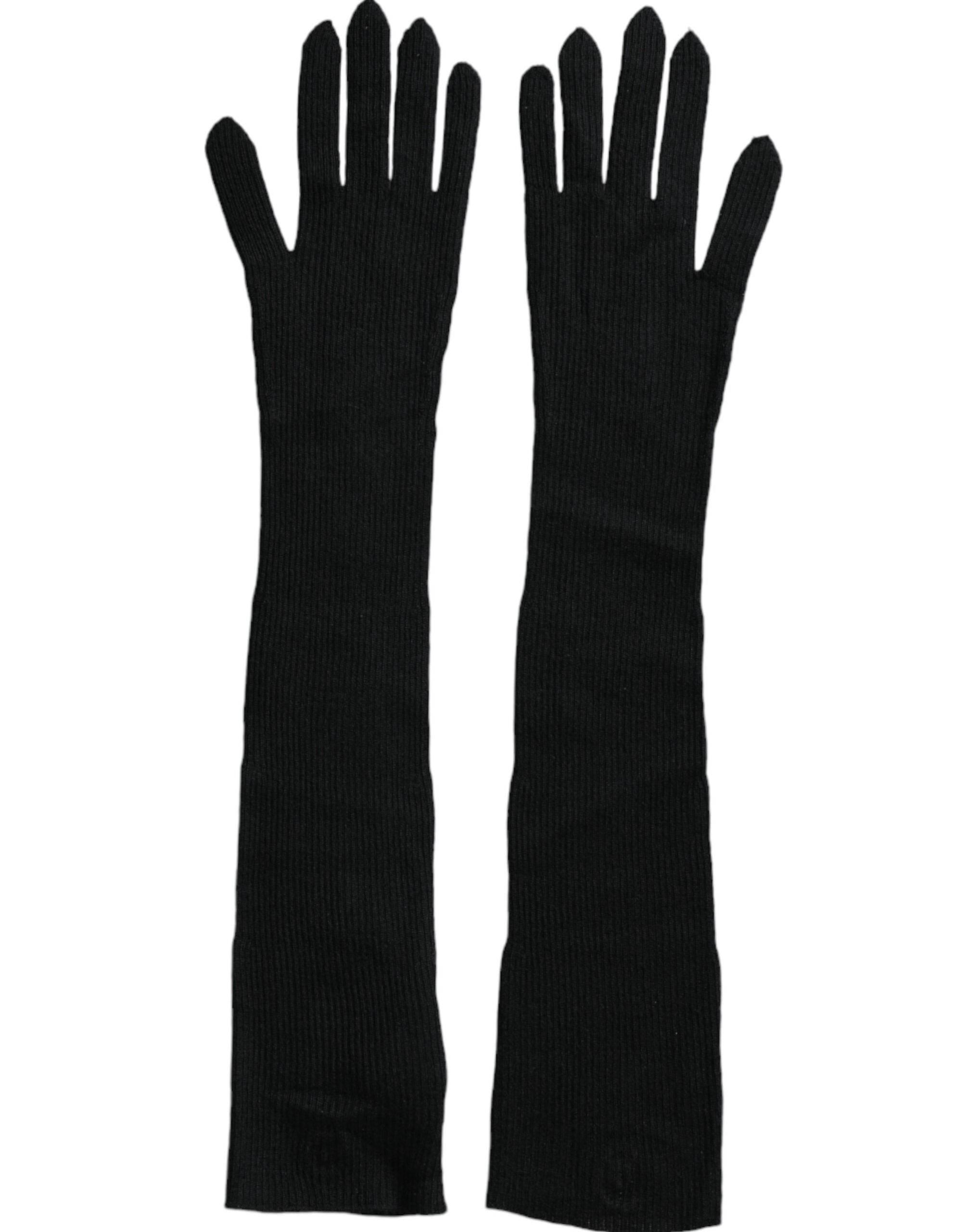 Dolce & Gabbana Black Cashmere Knitted Elbow Length Gloves - Hilstor