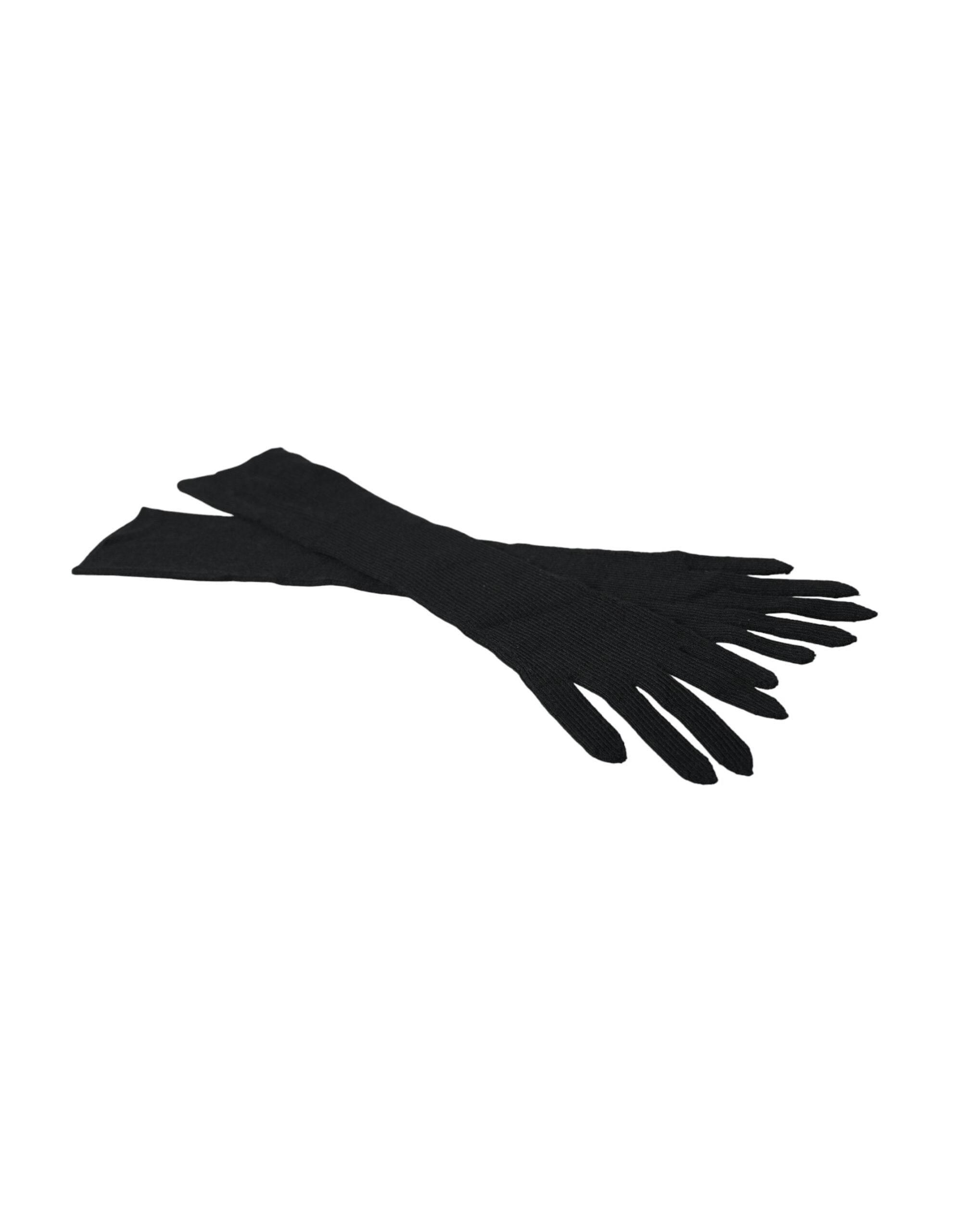 Dolce & Gabbana Black Cashmere Knitted Elbow Length Gloves - Hilstor