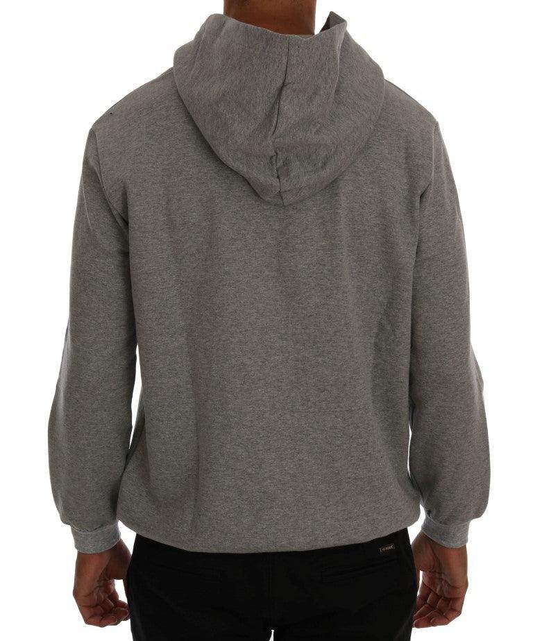 Daniele Alessandrini Gray Pullover Hodded Cotton Sweater - Hilstor