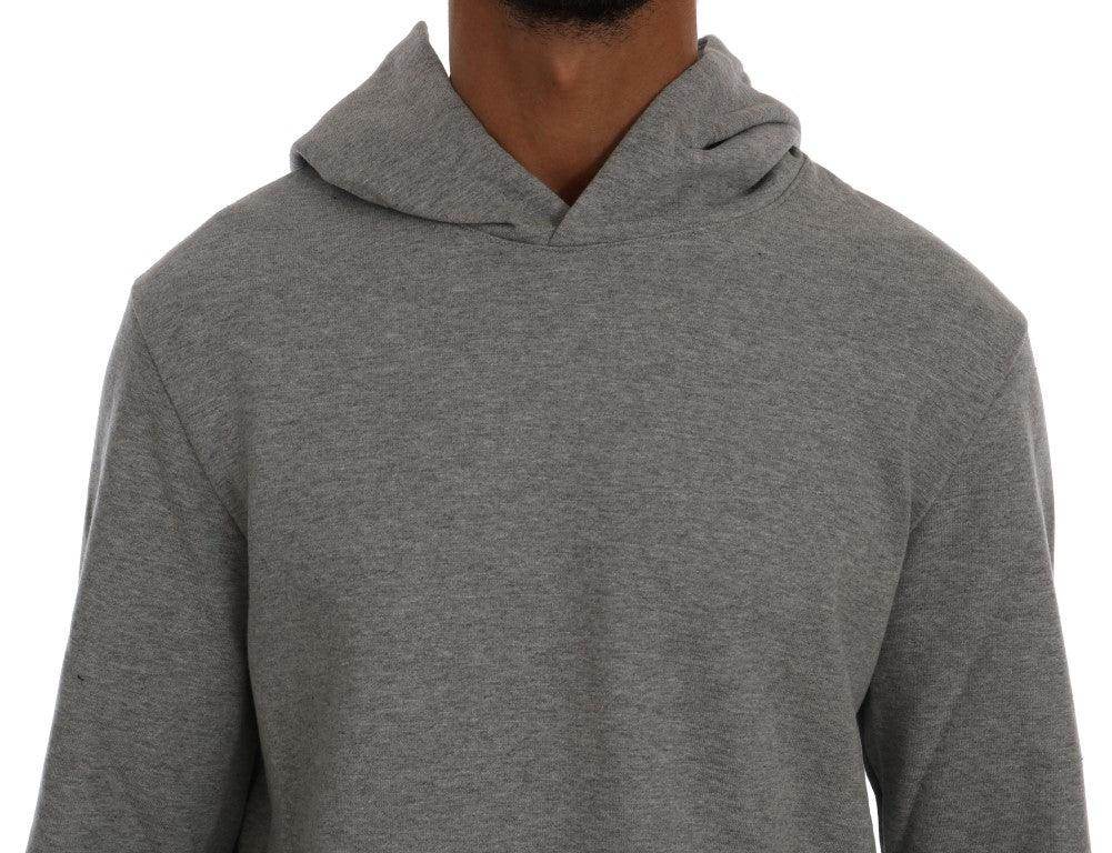 Daniele Alessandrini Gray Pullover Hodded Cotton Sweater - Hilstor
