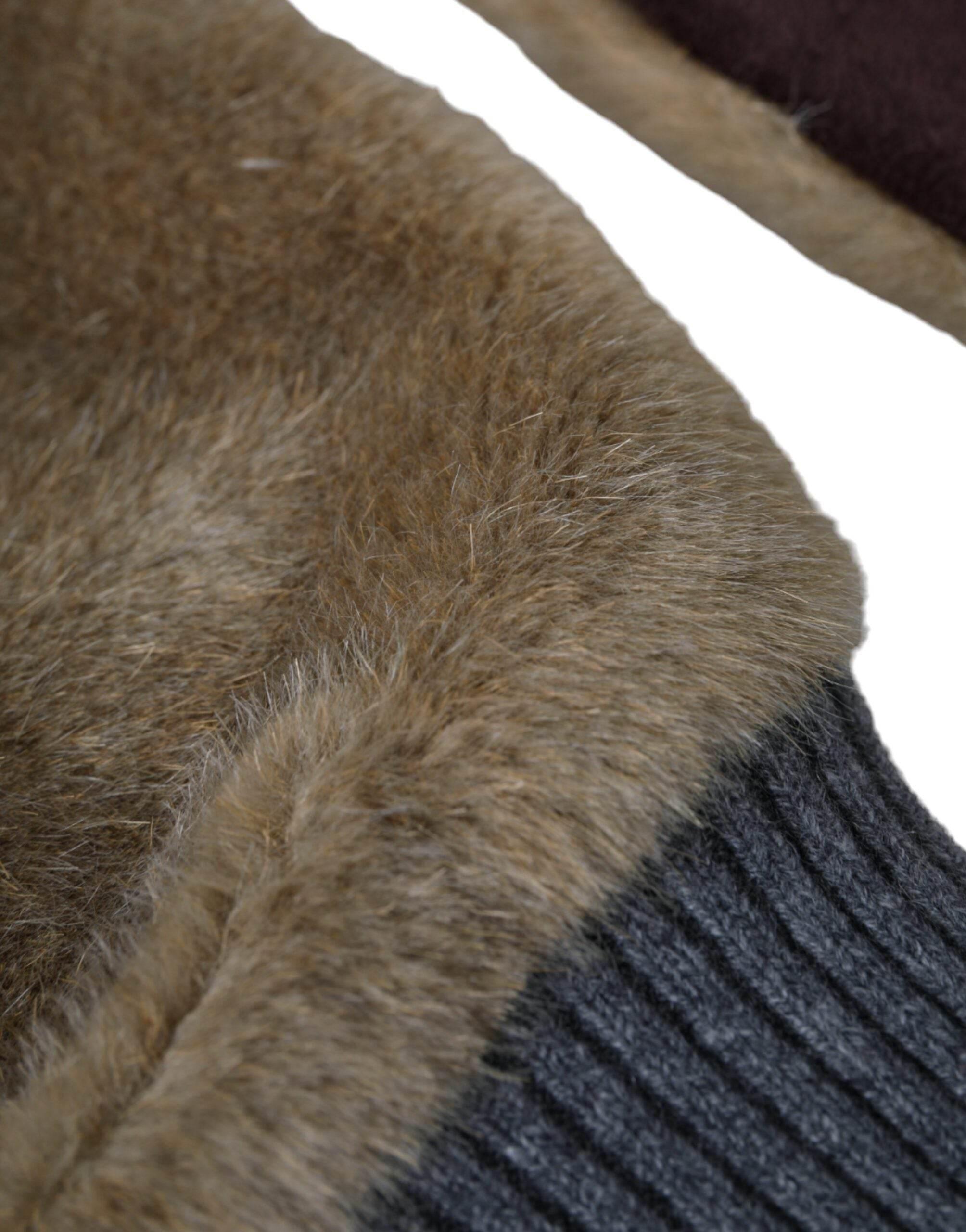 Dolce & Gabbana Beige Acrylic Knitted Fur Wrist Mitten Gloves - Hilstor
