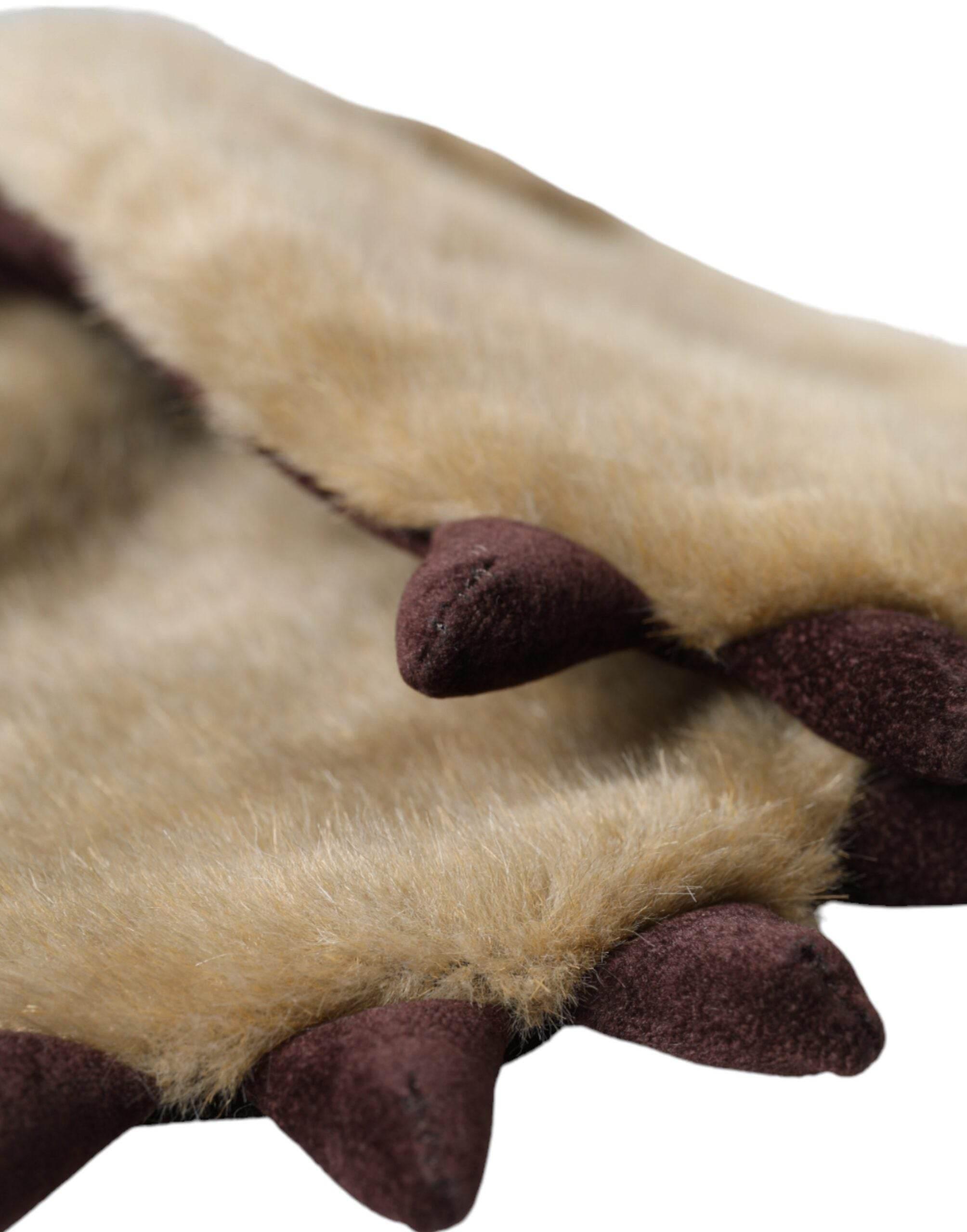 Dolce & Gabbana Beige Acrylic Knitted Fur Wrist Mitten Gloves - Hilstor