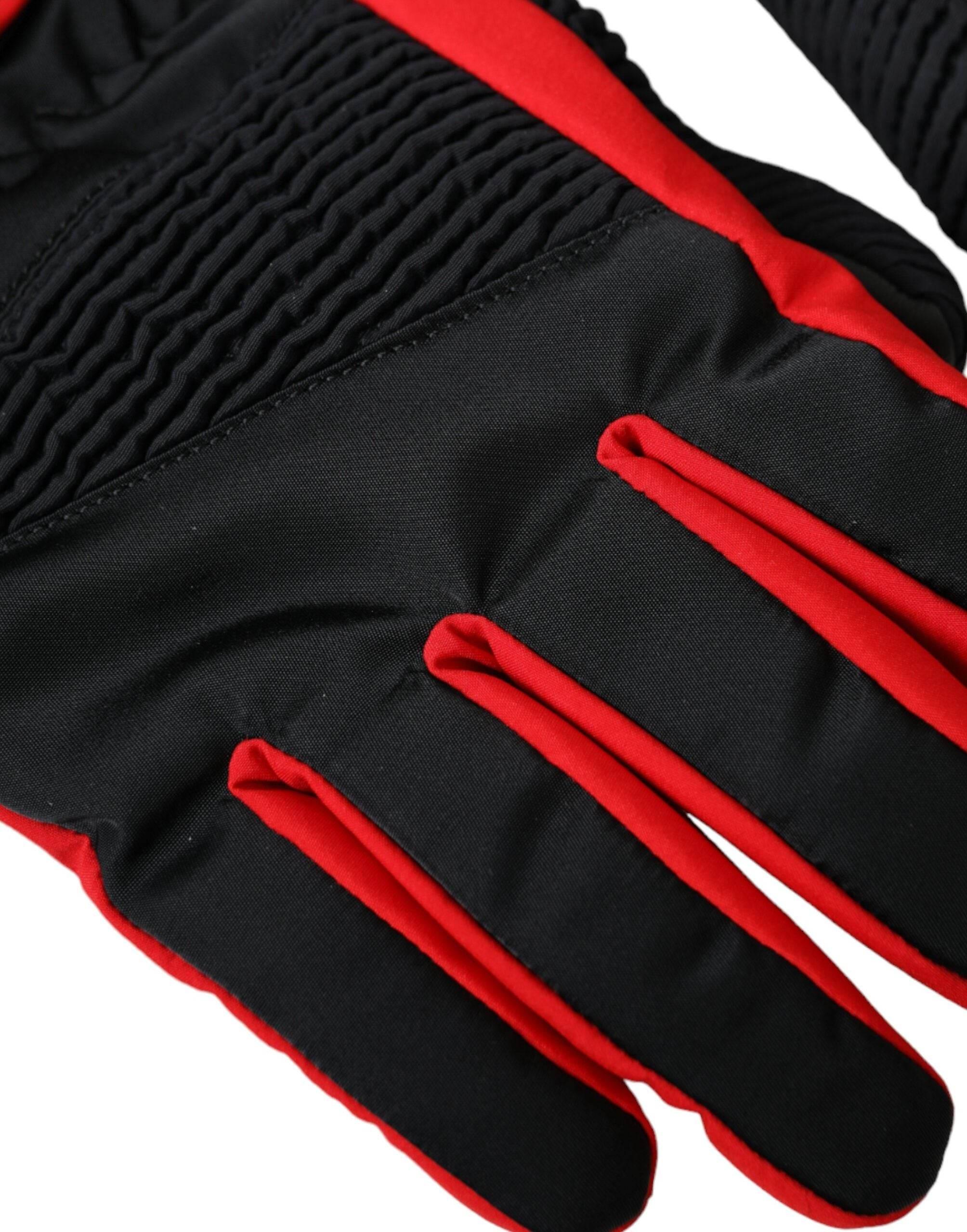 Dolce & Gabbana Black Red Nylon Wrist Length Gloves - Hilstor
