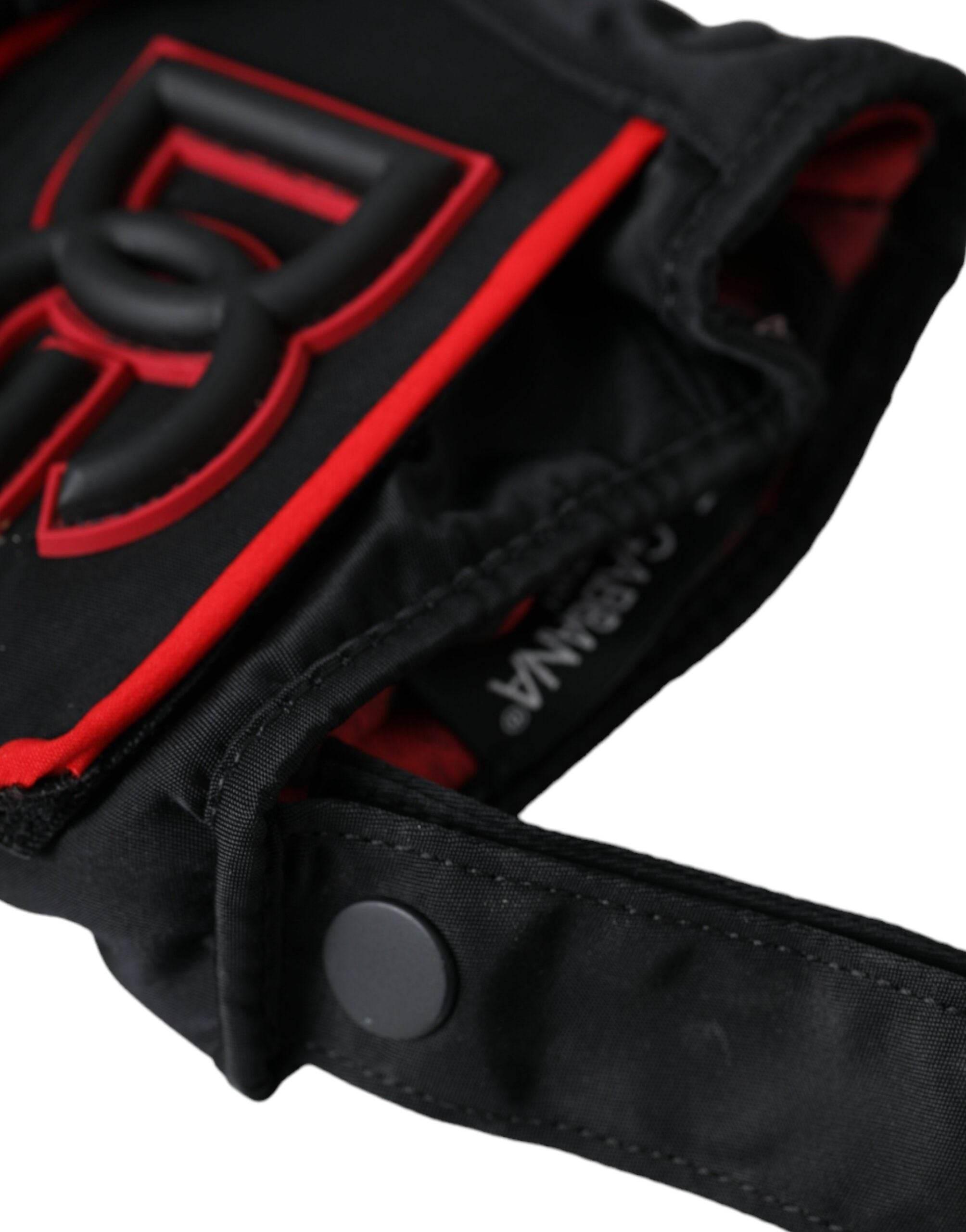 Dolce & Gabbana Black Red Nylon Wrist Length Gloves - Hilstor