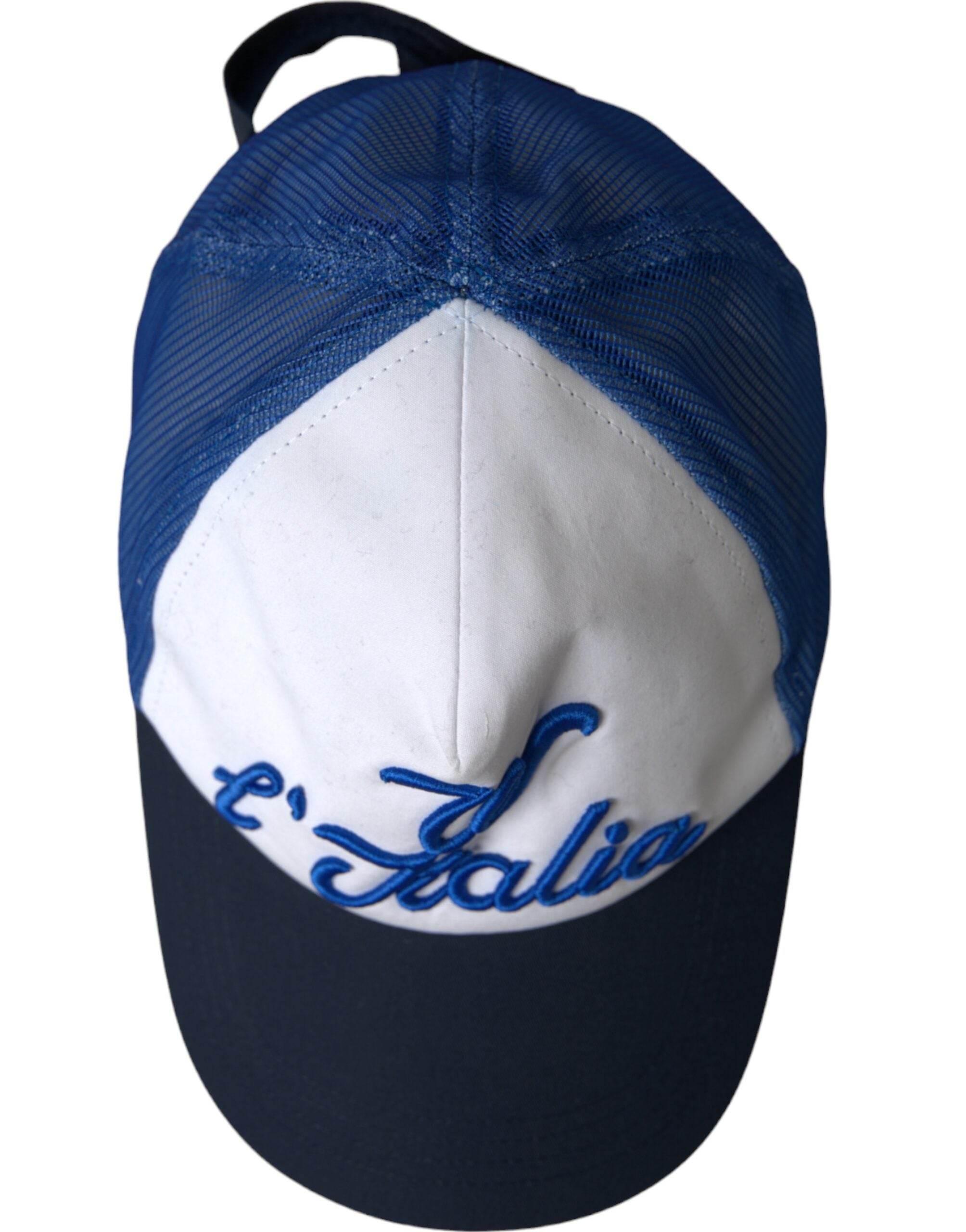 Dolce & Gabbana Blue White Black Italia Mesh Baseball Hat - Hilstor