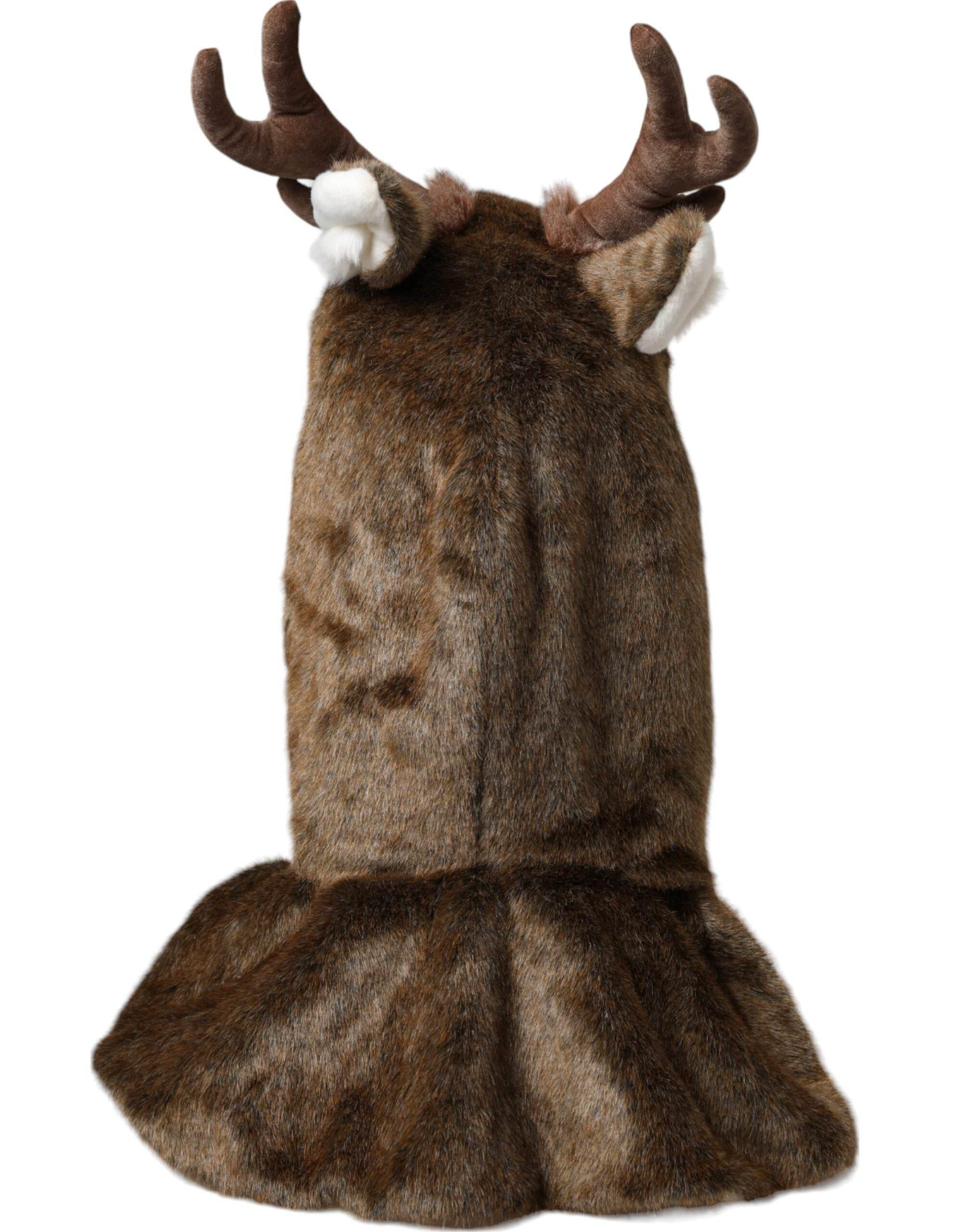 Dolce & Gabbana Brown Deer Faux Fur Whole Head Hat - Hilstor
