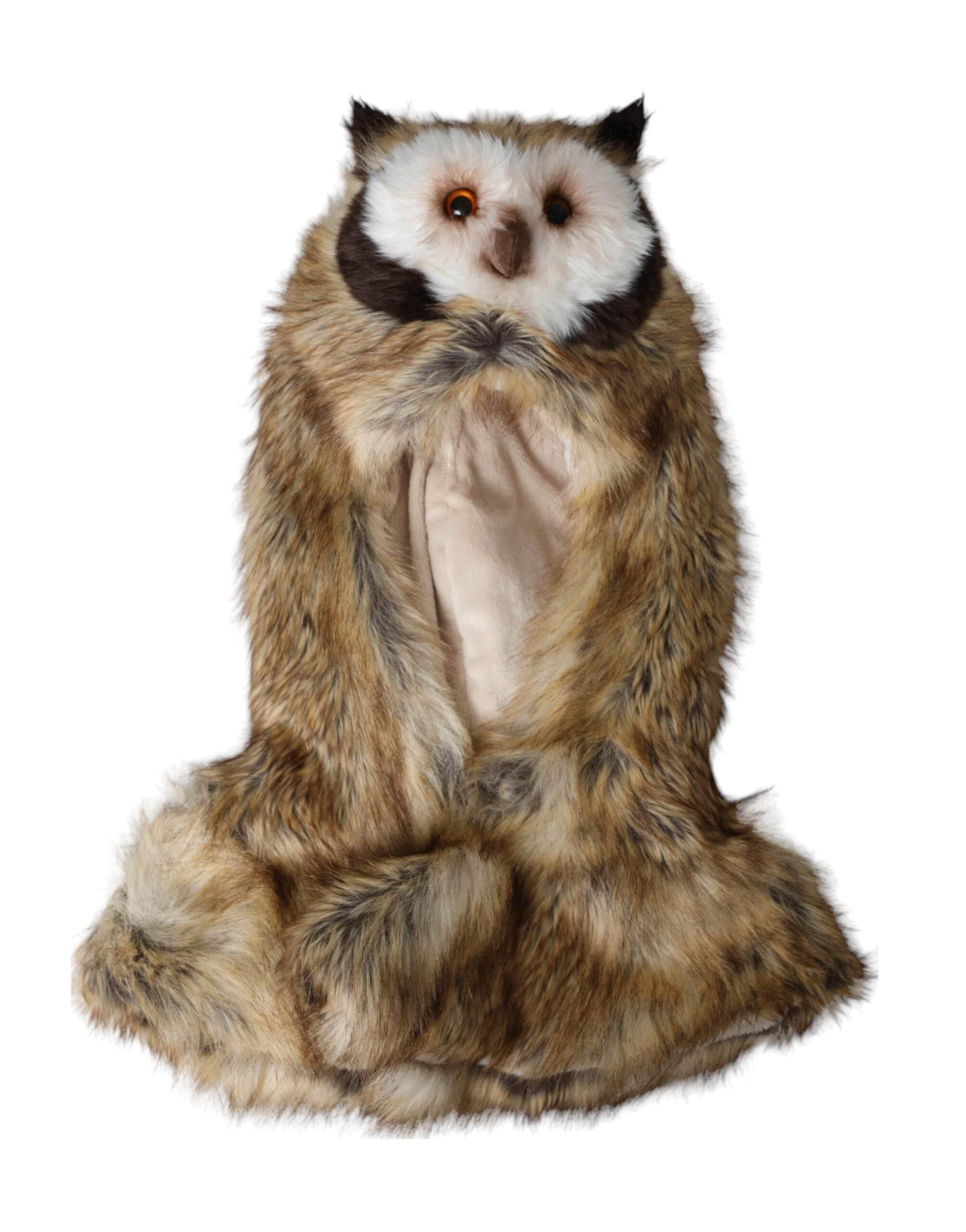 Dolce & Gabbana Brown Owl Faux Fur Whole Head Cap Hat - Hilstor