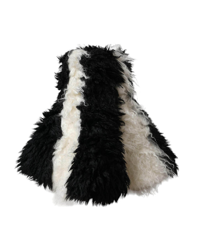 Dolce & Gabbana Black White Stripes Mohair Fur Bucket Hat - Hilstor