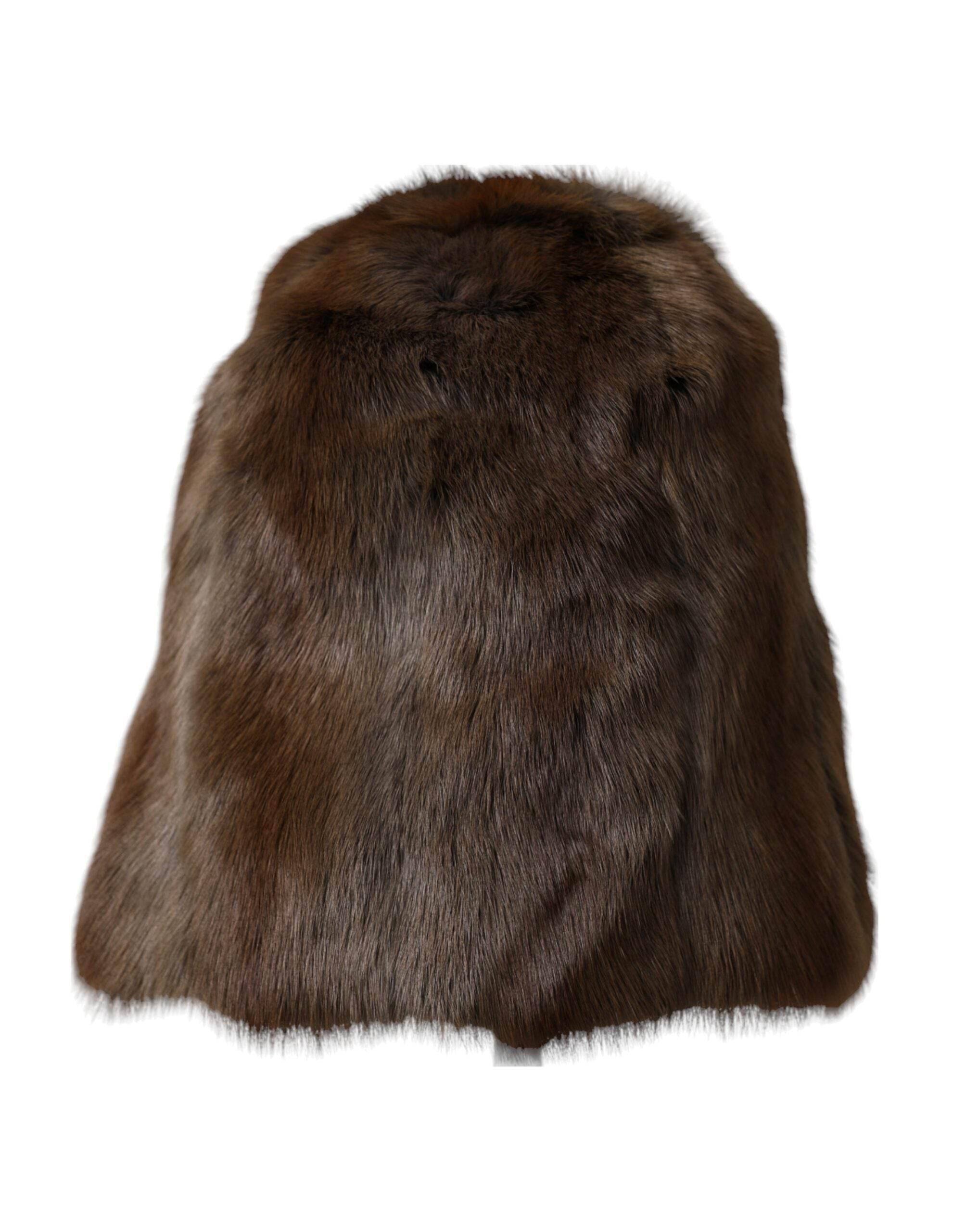 Dolce & Gabbana Brown Weasel Fur Womens Cashmere Hat Beanie - Hilstor