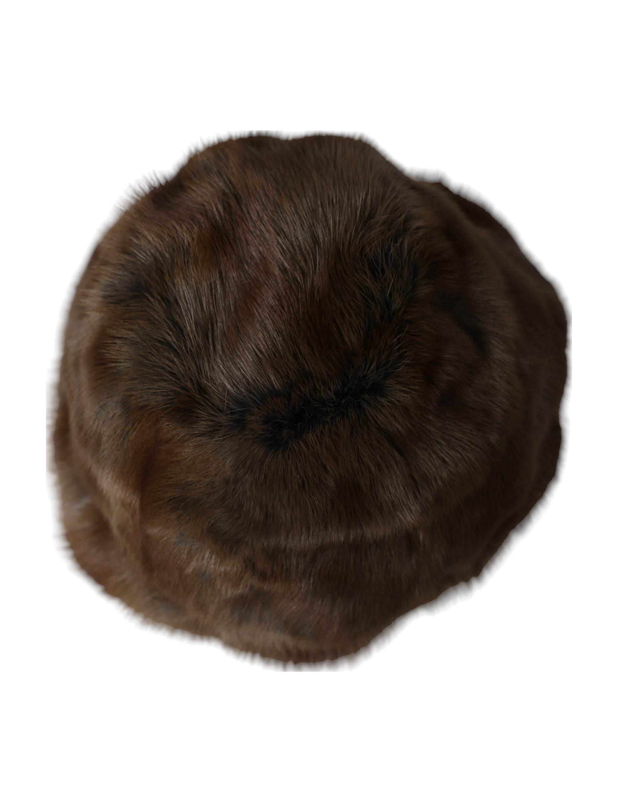 Dolce & Gabbana Brown Weasel Fur Womens Cashmere Hat Beanie - Hilstor