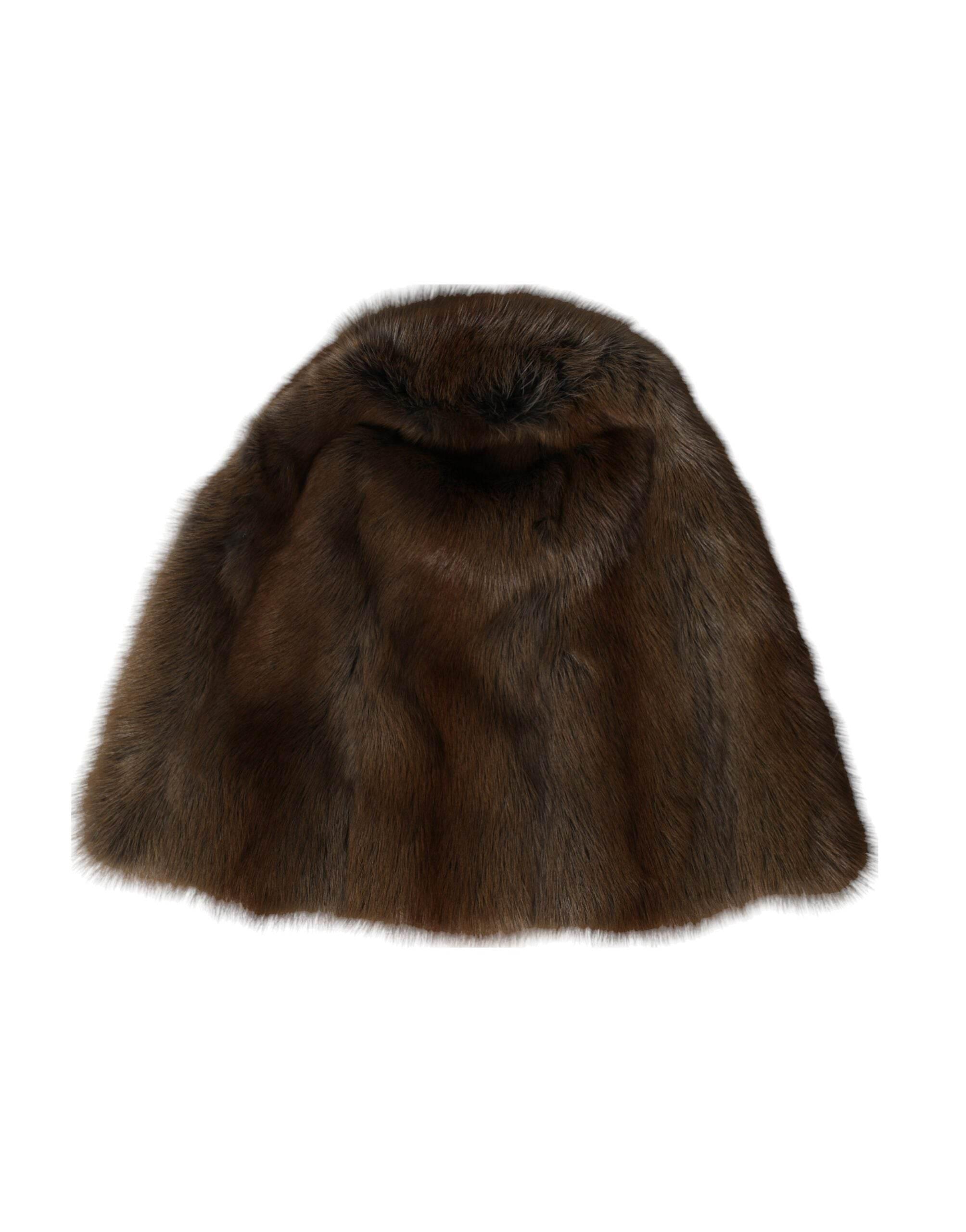 Dolce & Gabbana Brown Weasel Fur Womens Cashmere Hat Beanie - Hilstor