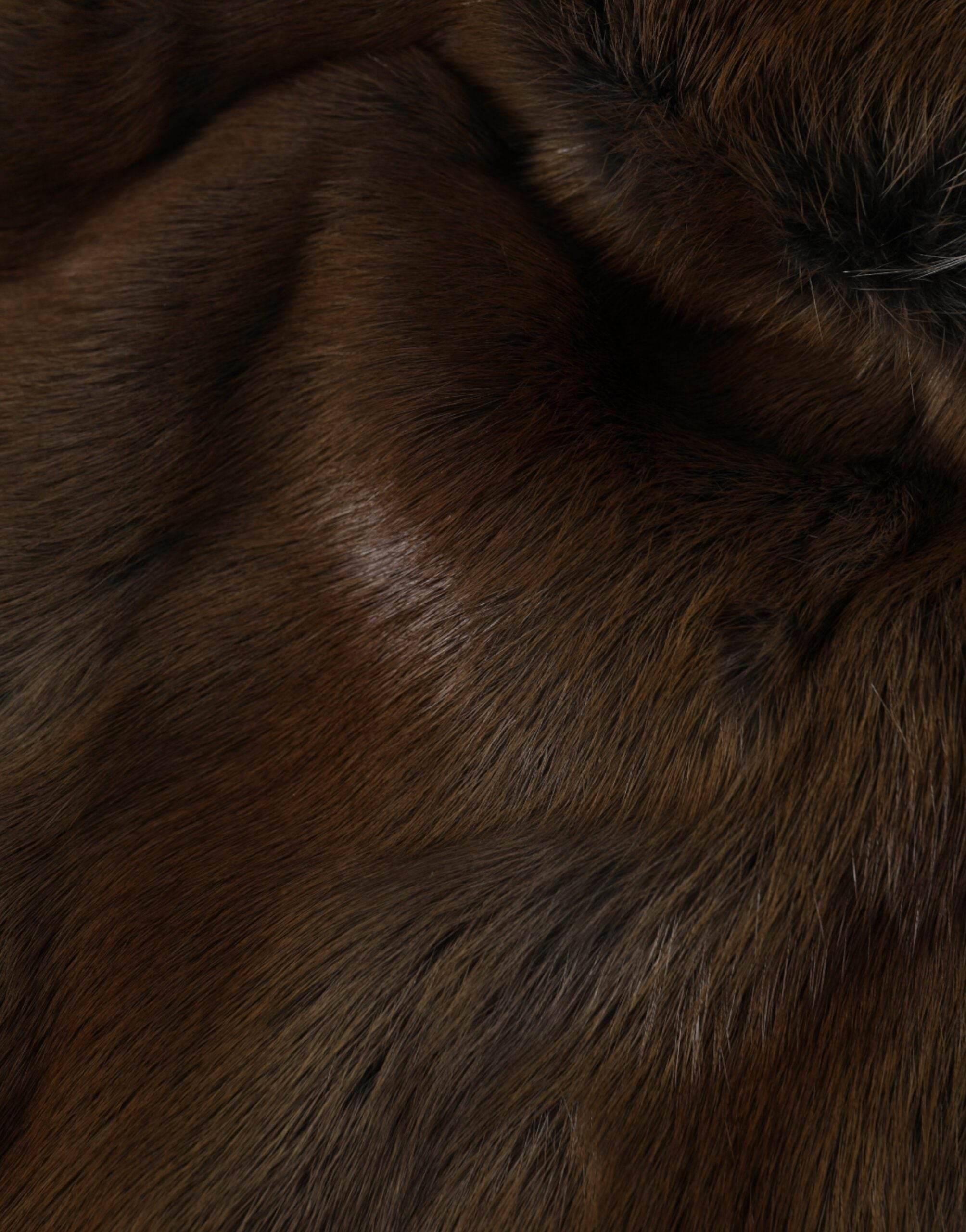 Dolce & Gabbana Brown Weasel Fur Womens Cashmere Hat Beanie - Hilstor