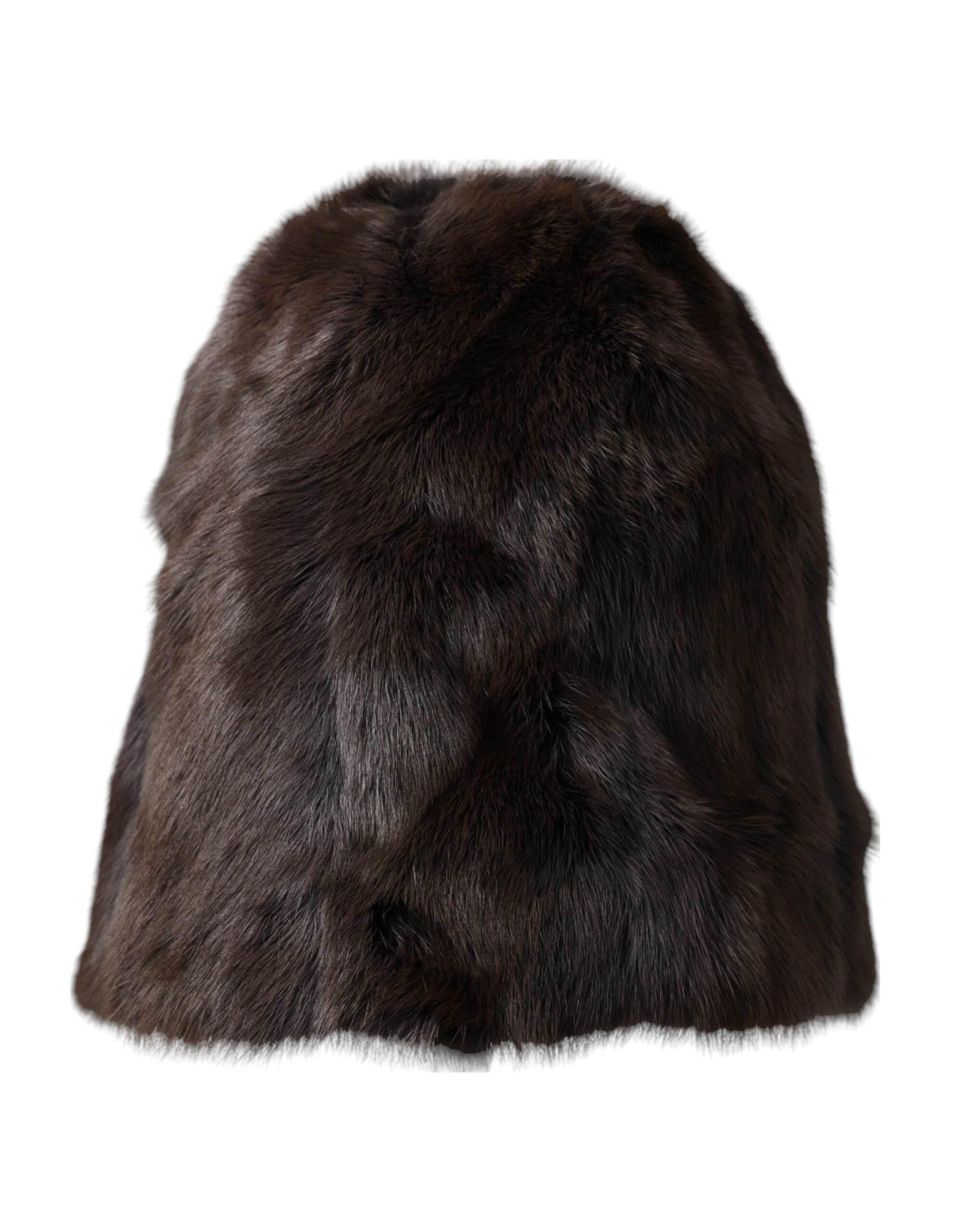 Dolce & Gabbana Brown Weasel Fur Womens Cashmere Hat Beanie - Hilstor
