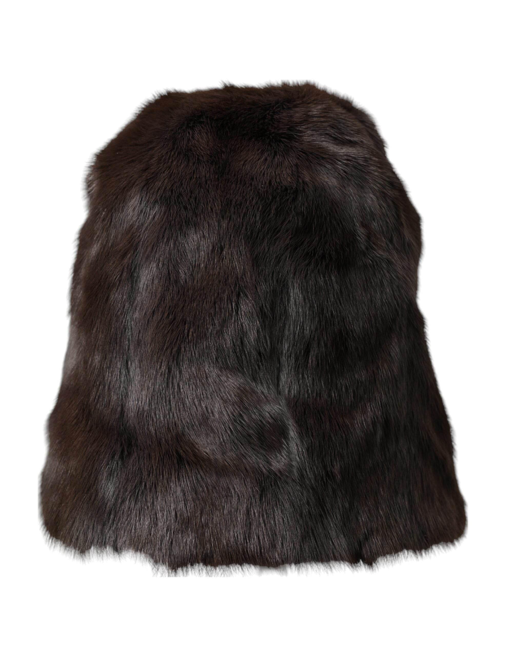 Dolce & Gabbana Brown Weasel Fur Womens Cashmere Hat Beanie - Hilstor