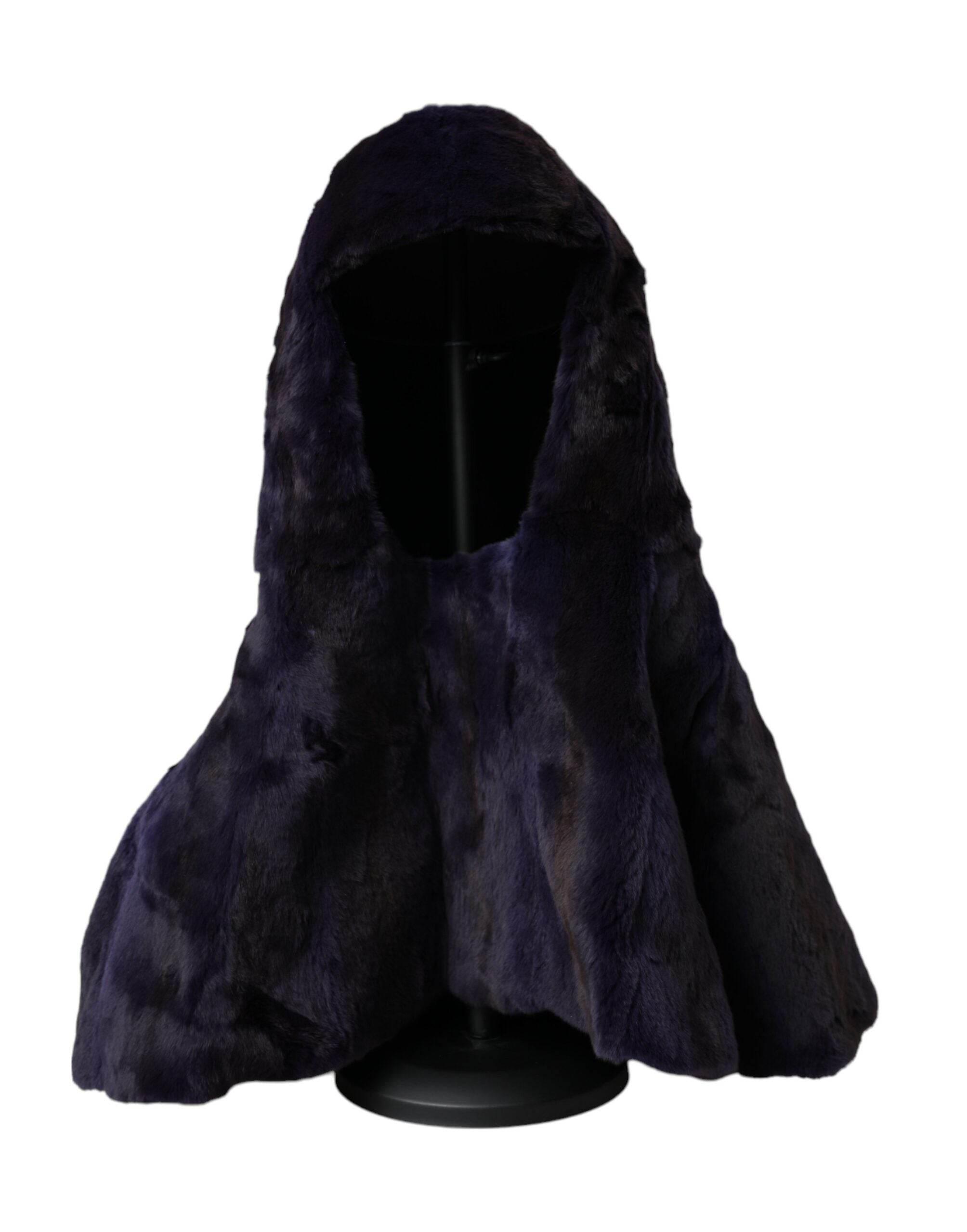 Dolce & Gabbana Black Weasel Fur Whole Head Wrap Hat - Hilstor