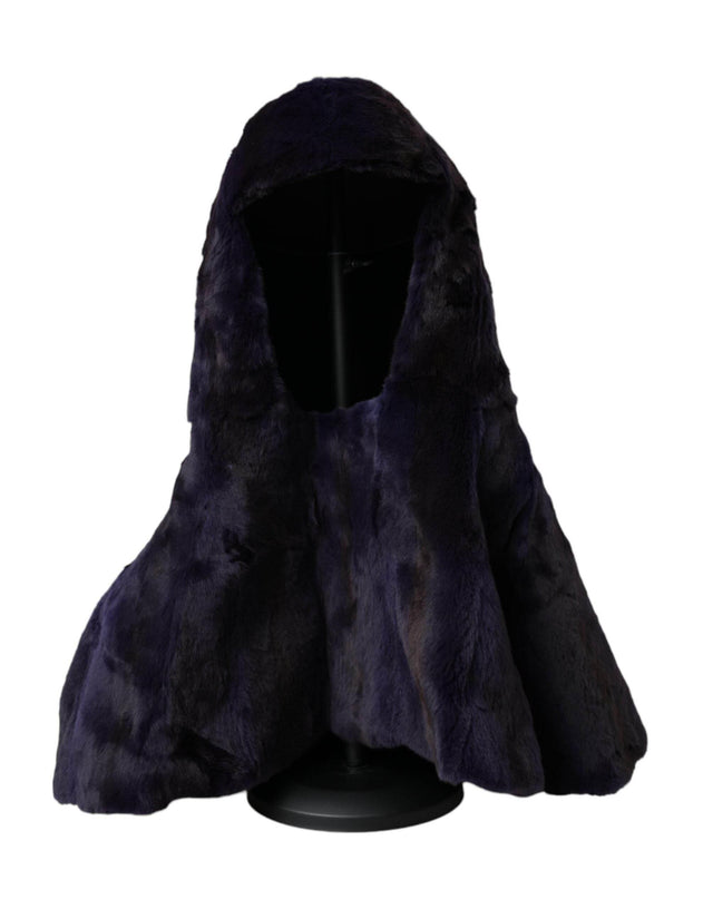 Dolce & Gabbana Black Weasel Fur Whole Head Wrap Hat - Hilstor