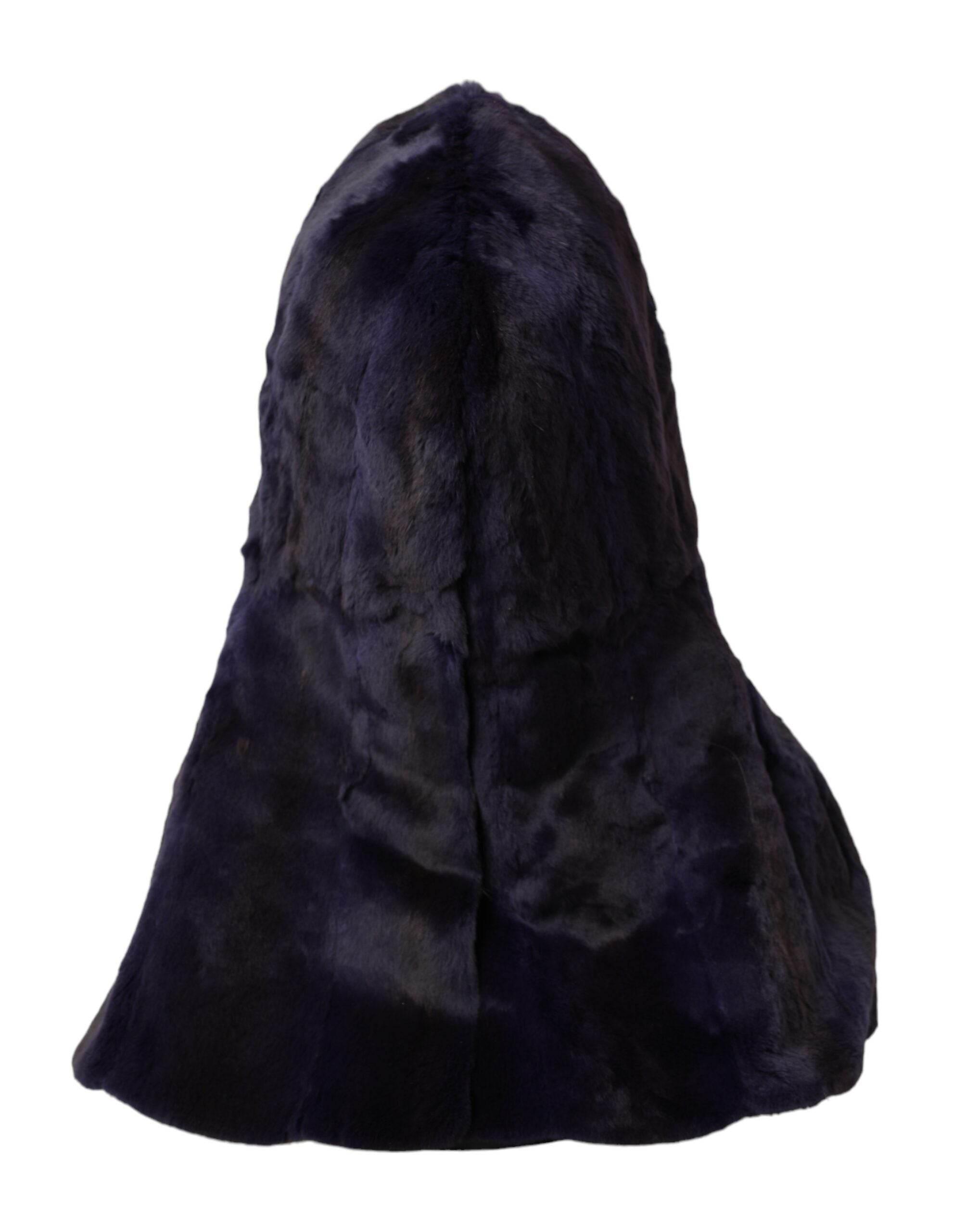 Dolce & Gabbana Black Weasel Fur Whole Head Wrap Hat - Hilstor