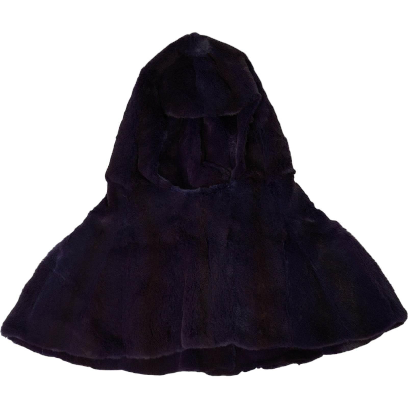 Dolce & Gabbana Black Weasel Fur Whole Head Wrap Hat - Hilstor