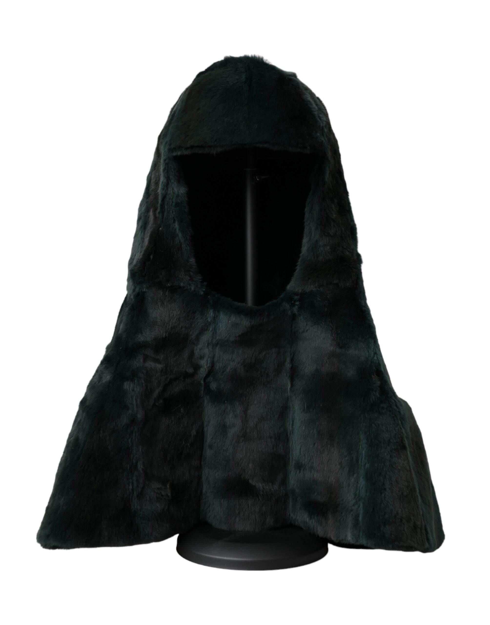 Dolce & Gabbana Black Weasel Fur Whole Head Wrap Hat - Hilstor