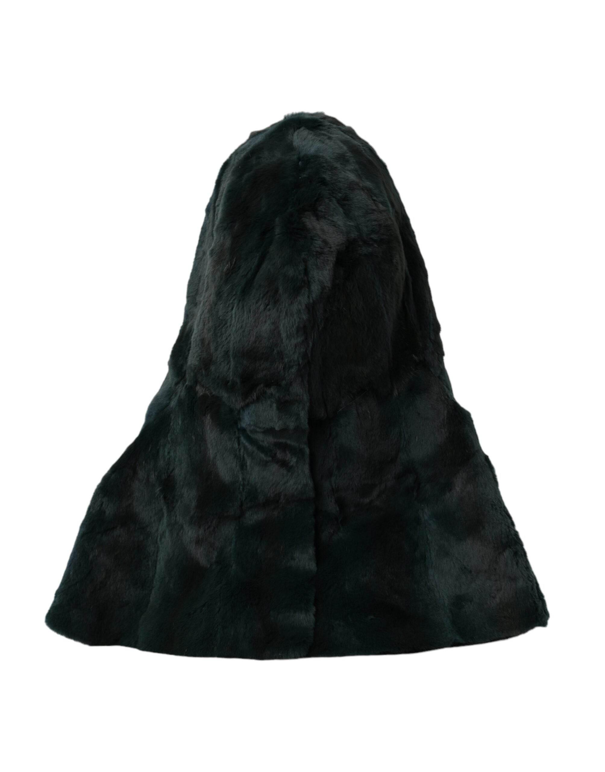 Dolce & Gabbana Black Weasel Fur Whole Head Wrap Hat - Hilstor