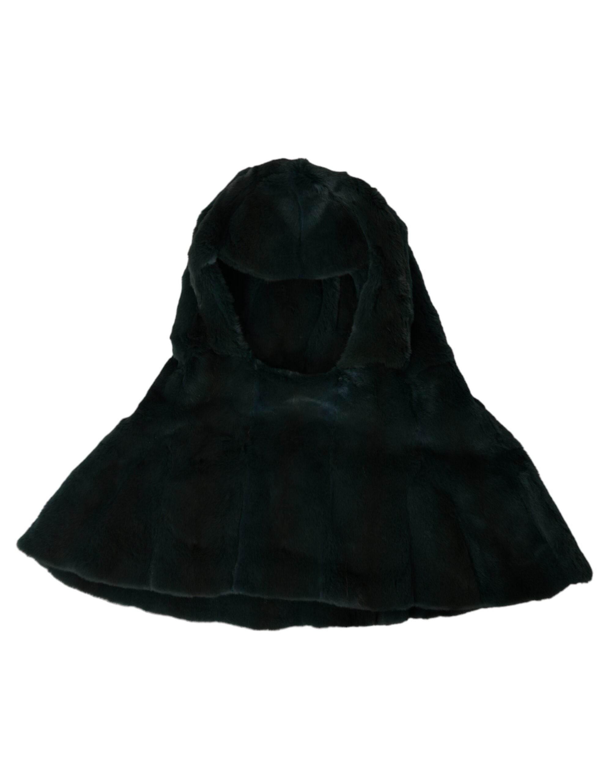 Dolce & Gabbana Black Weasel Fur Whole Head Wrap Hat - Hilstor