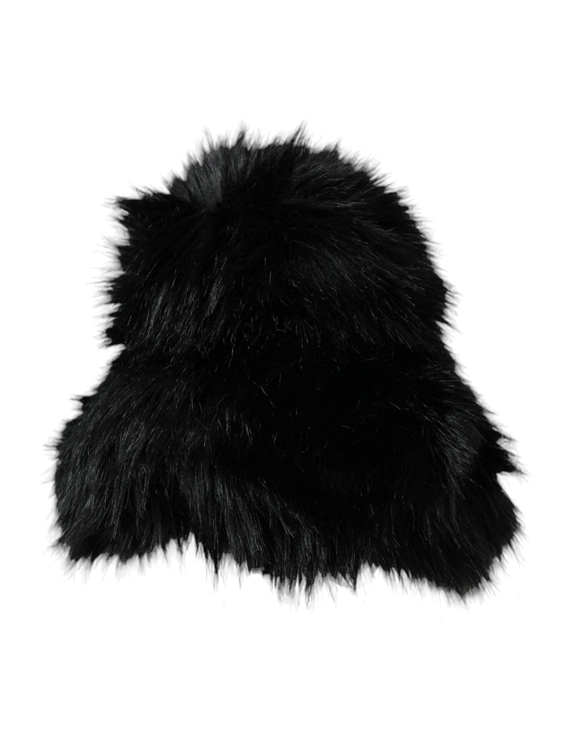 Dolce & Gabbana Black Faux Fur Womens Bucket Hat - Hilstor