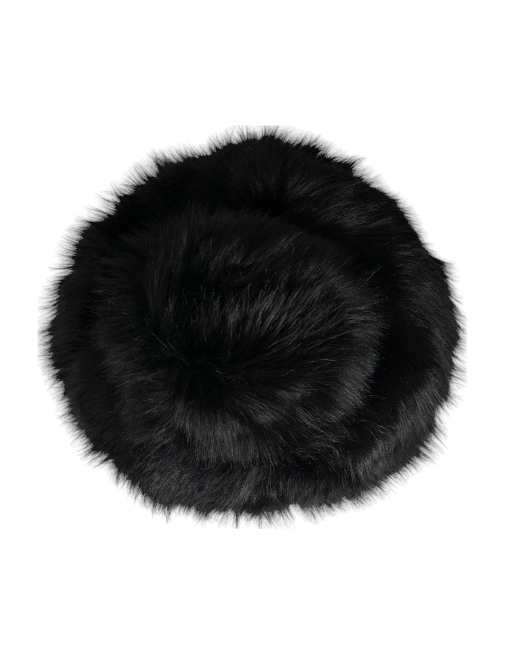 Dolce & Gabbana Black Faux Fur Womens Bucket Hat - Hilstor