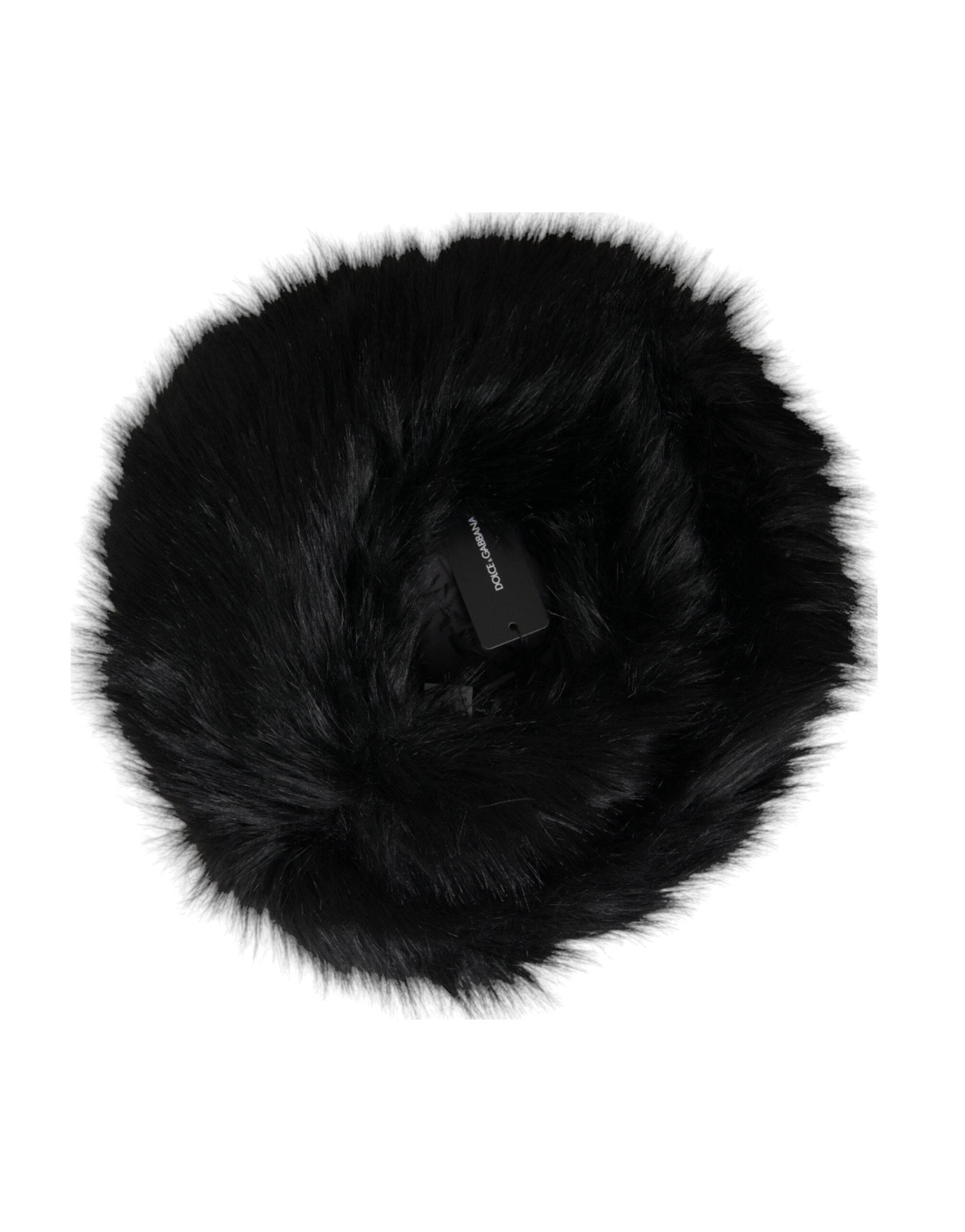 Dolce & Gabbana Black Faux Fur Womens Bucket Hat - Hilstor