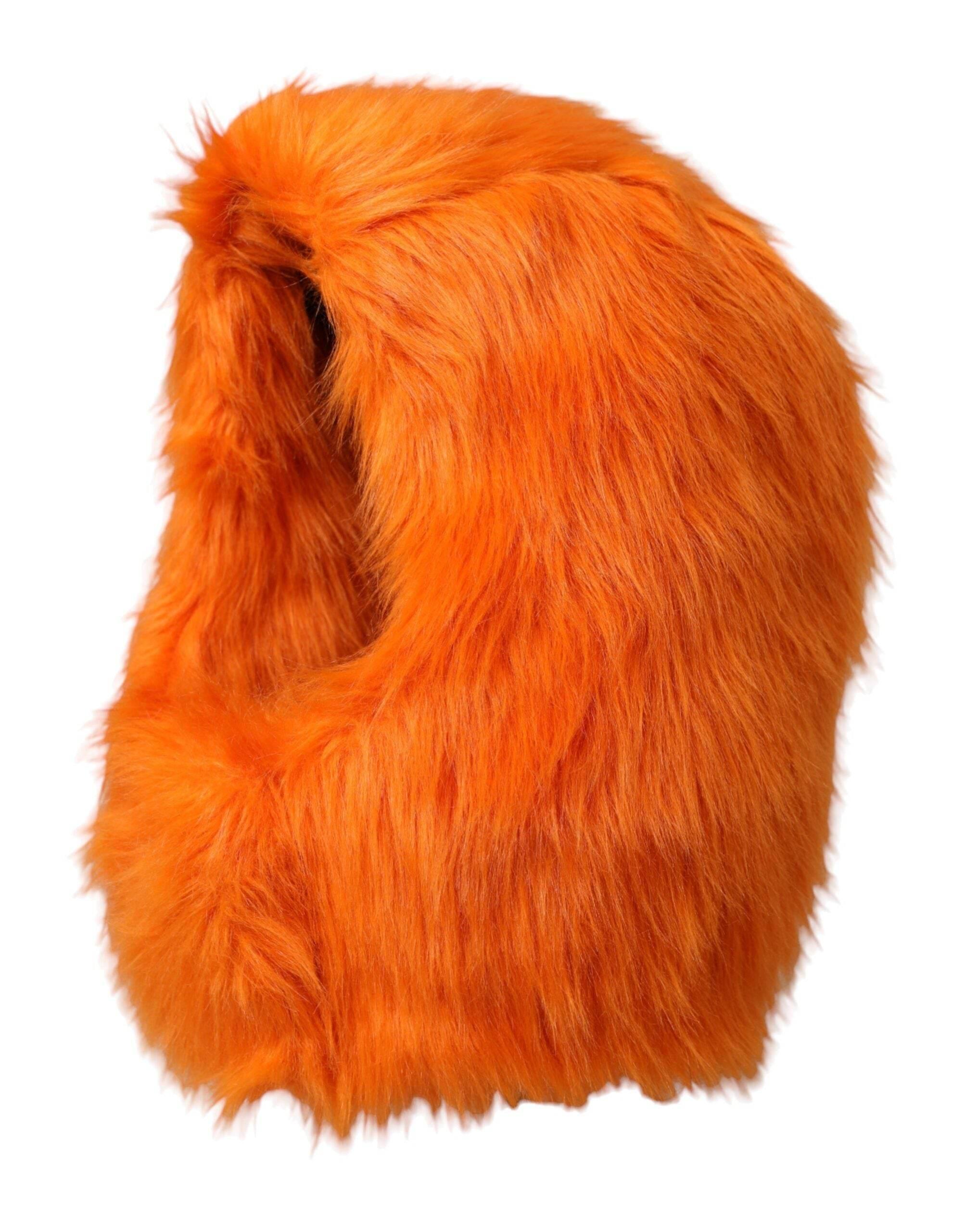 Dolce & Gabbana Orange Faux Fur Whole Head Wrap Hat - Hilstor