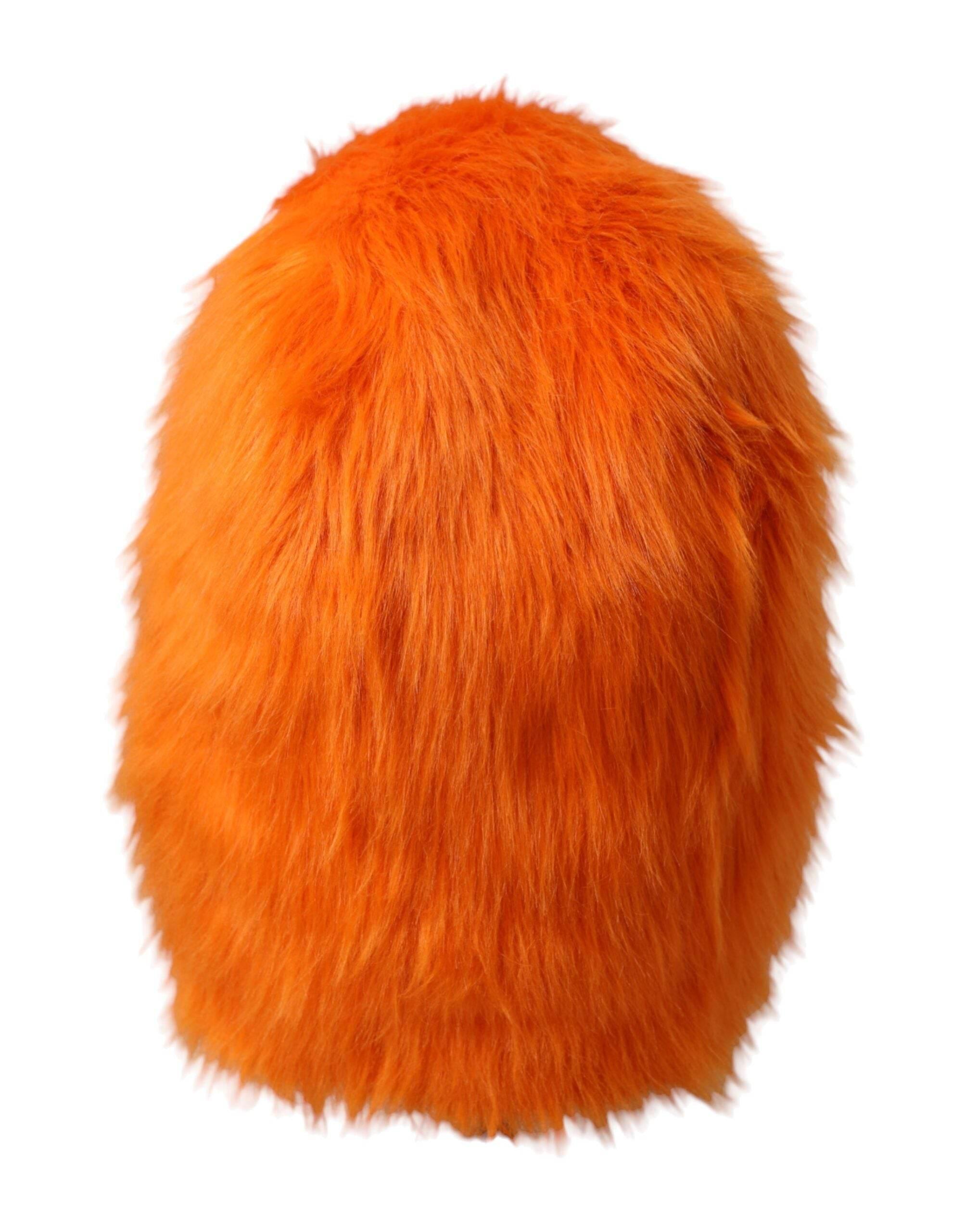 Dolce & Gabbana Orange Faux Fur Whole Head Wrap Hat - Hilstor