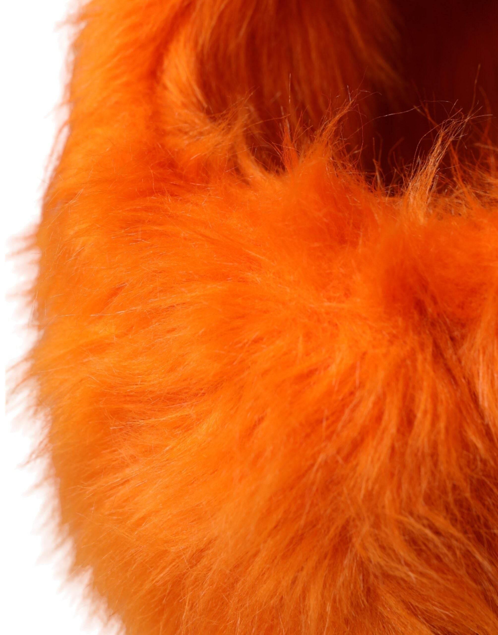 Dolce & Gabbana Orange Faux Fur Whole Head Wrap Hat - Hilstor