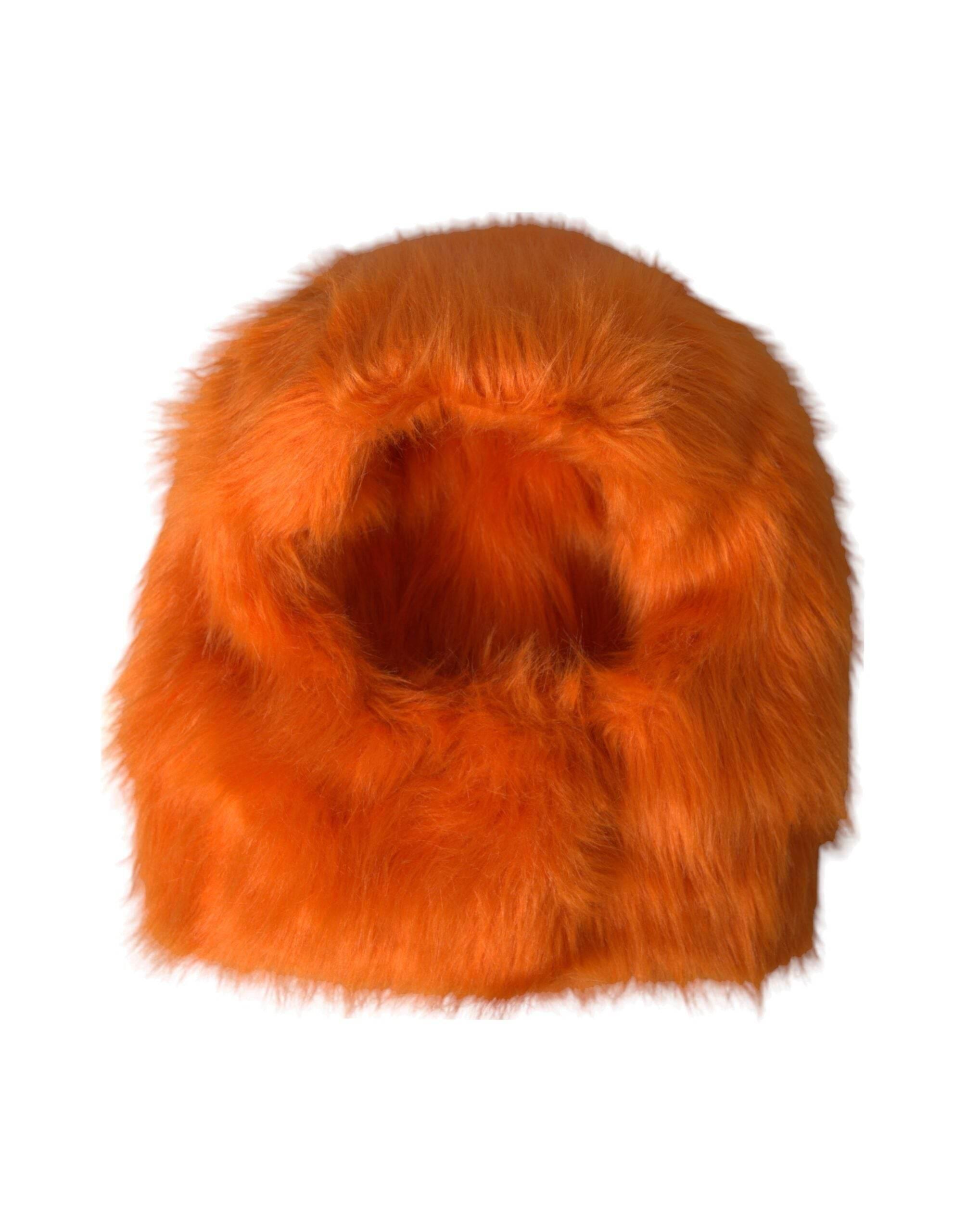 Dolce & Gabbana Orange Faux Fur Whole Head Wrap Hat - Hilstor