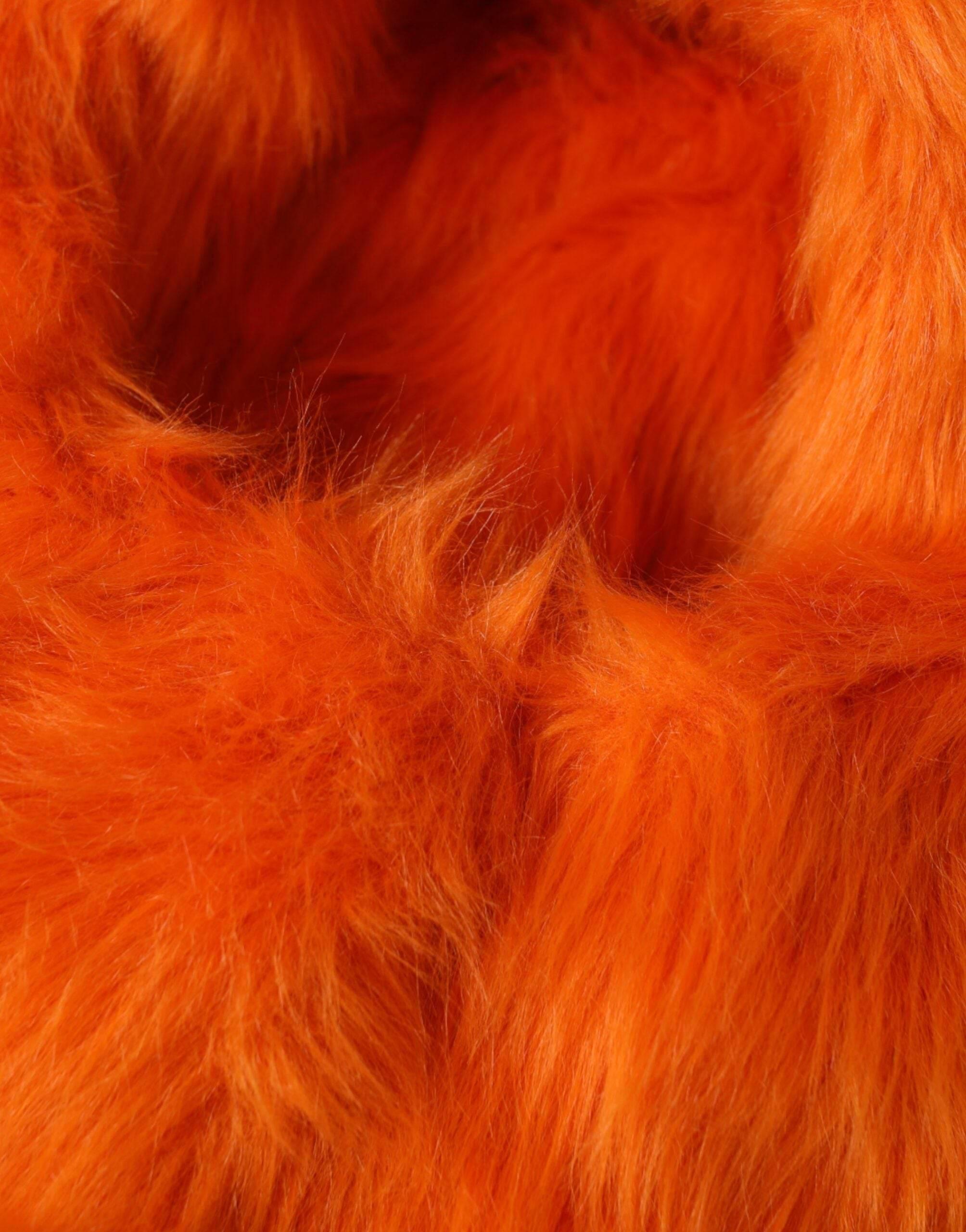 Dolce & Gabbana Orange Faux Fur Whole Head Wrap Hat - Hilstor