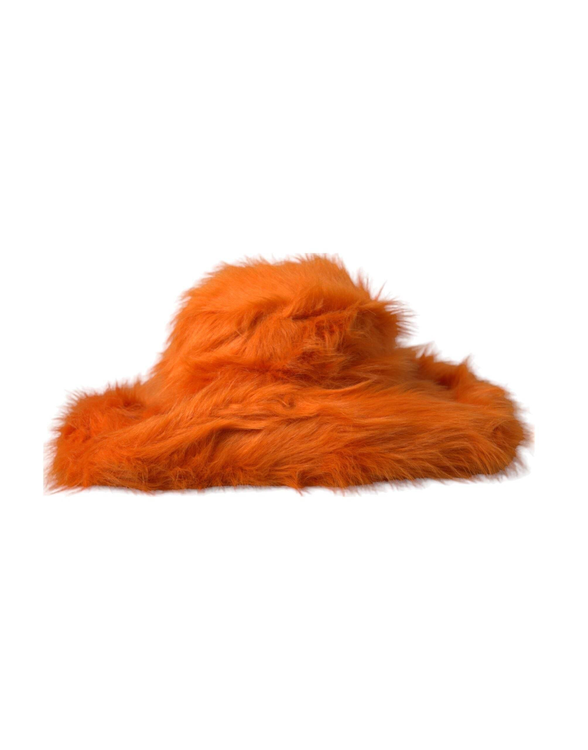 Dolce & Gabbana Orange Faux Fur Polyester Fedora Hat - Hilstor