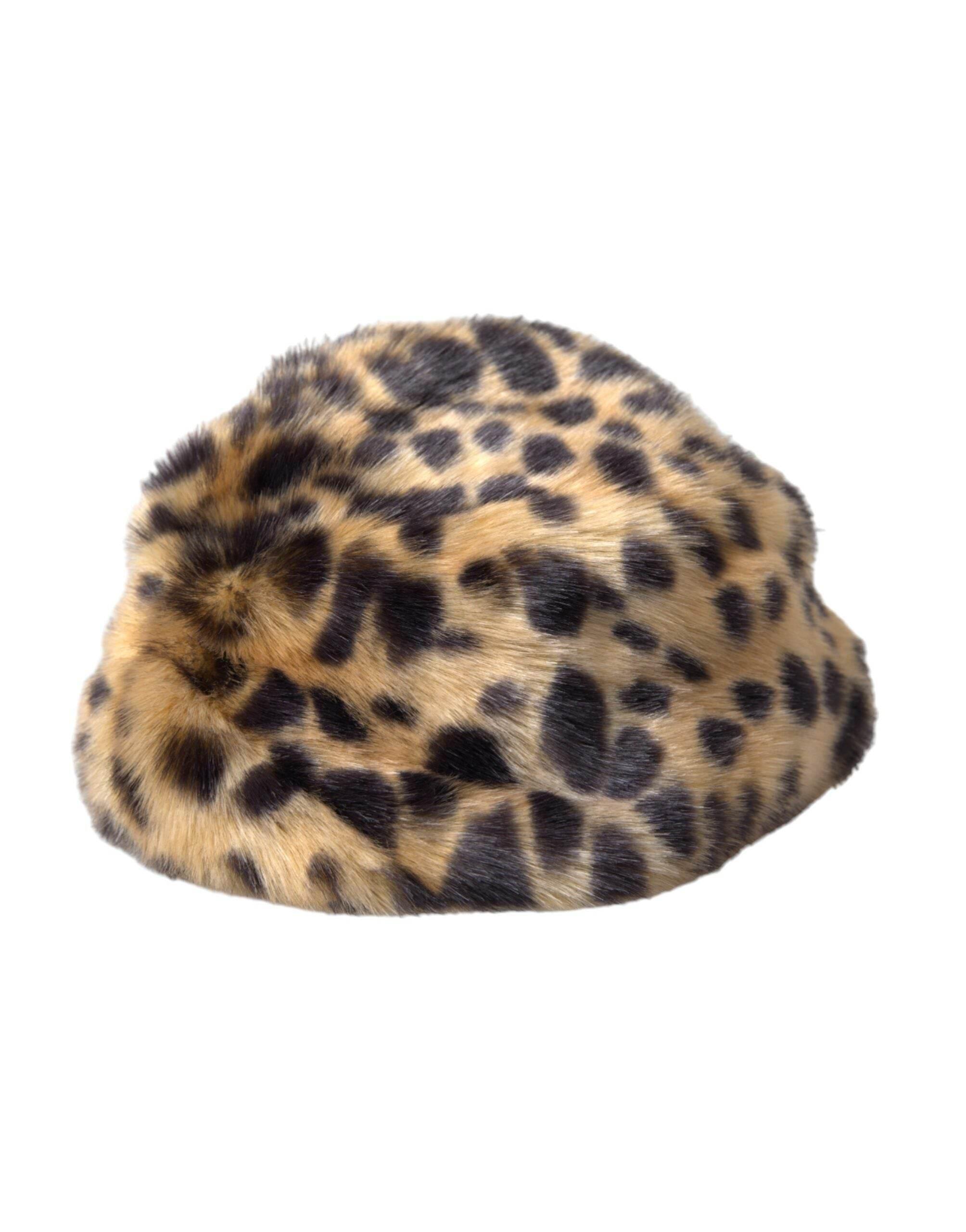 Dolce & Gabbana Brown Leopard Fur Women Bucket Hat - Hilstor