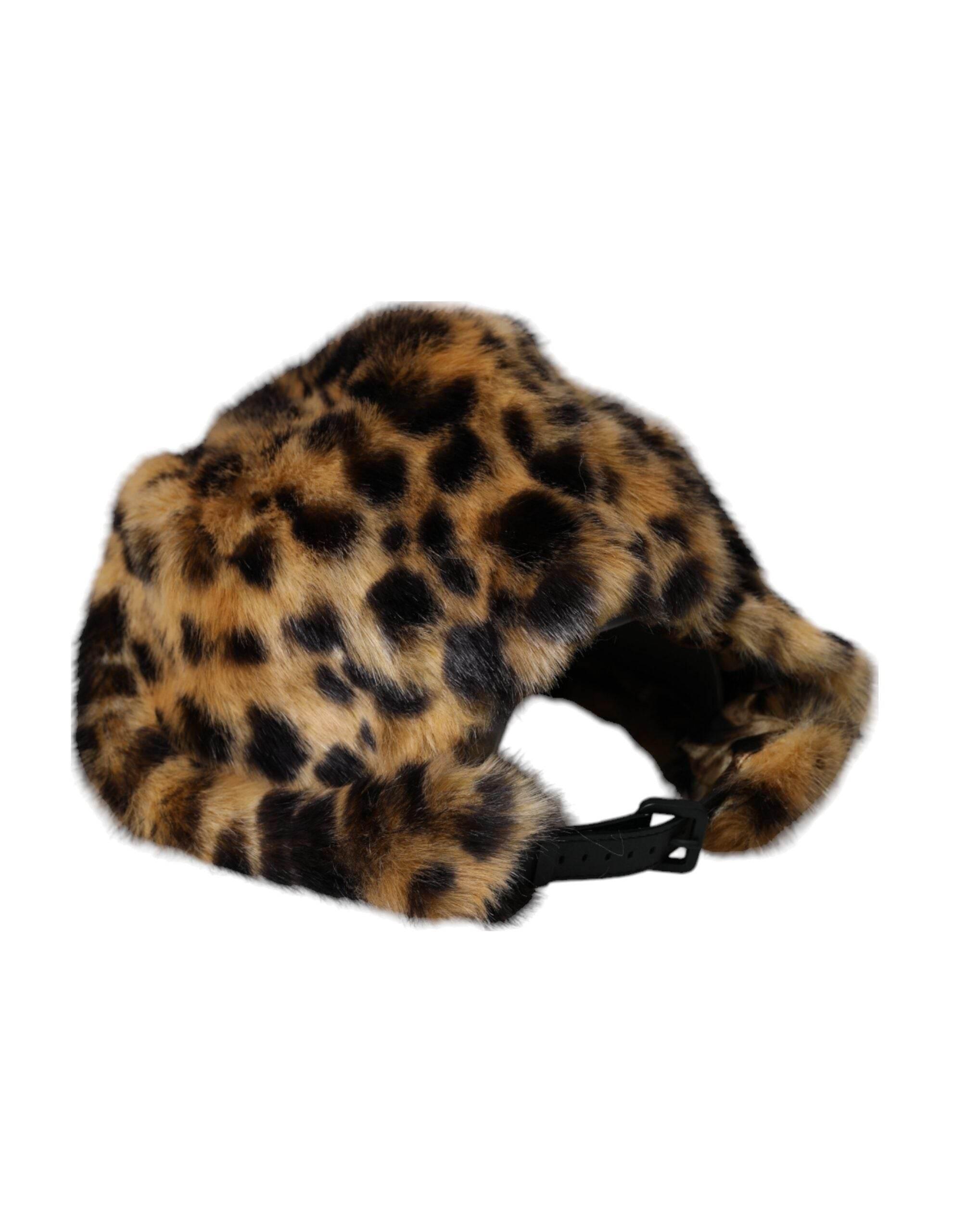Dolce & Gabbana Brown Leopard Fur Women Bucket Hat - Hilstor