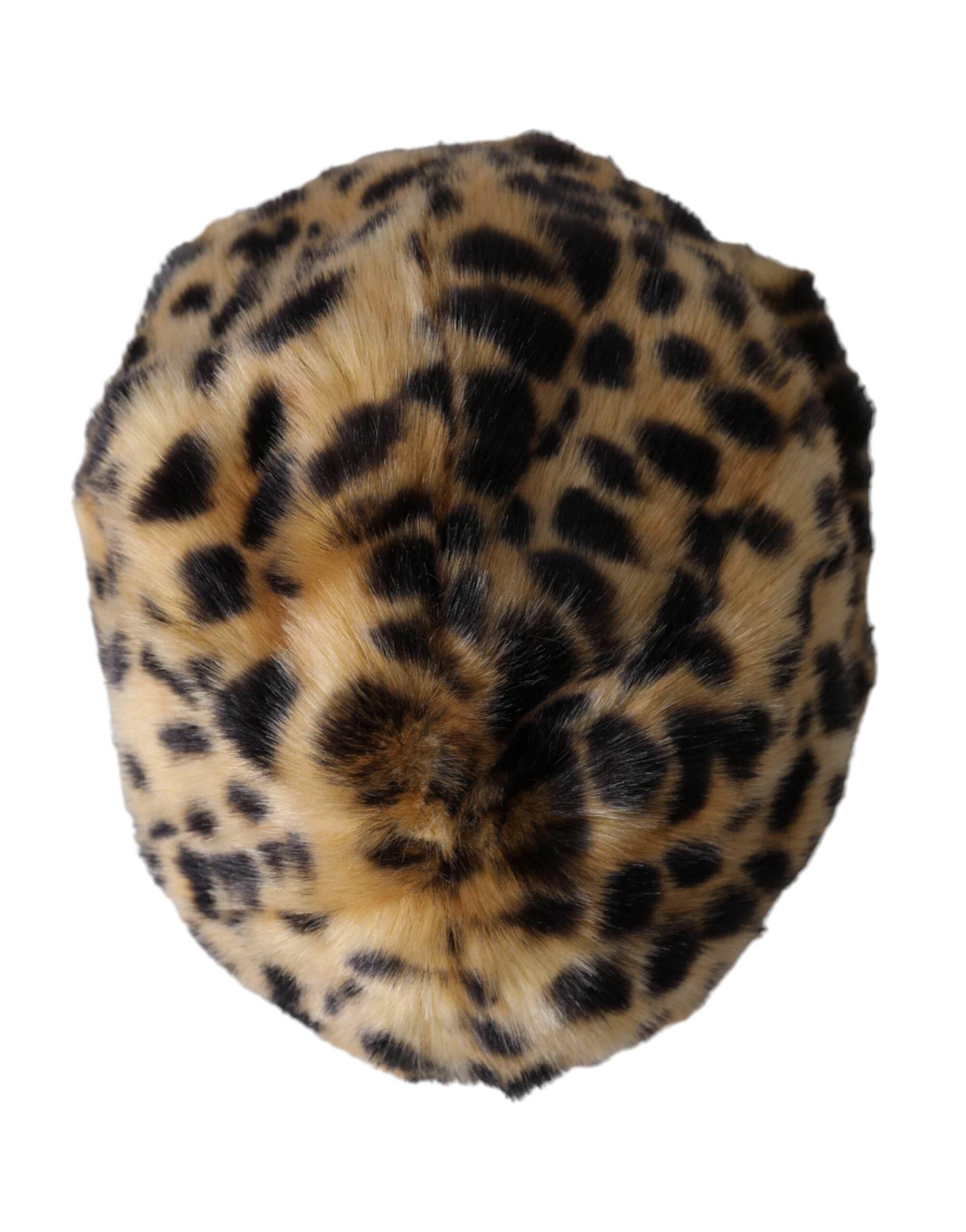 Dolce & Gabbana Brown Leopard Fur Women Bucket Hat - Hilstor
