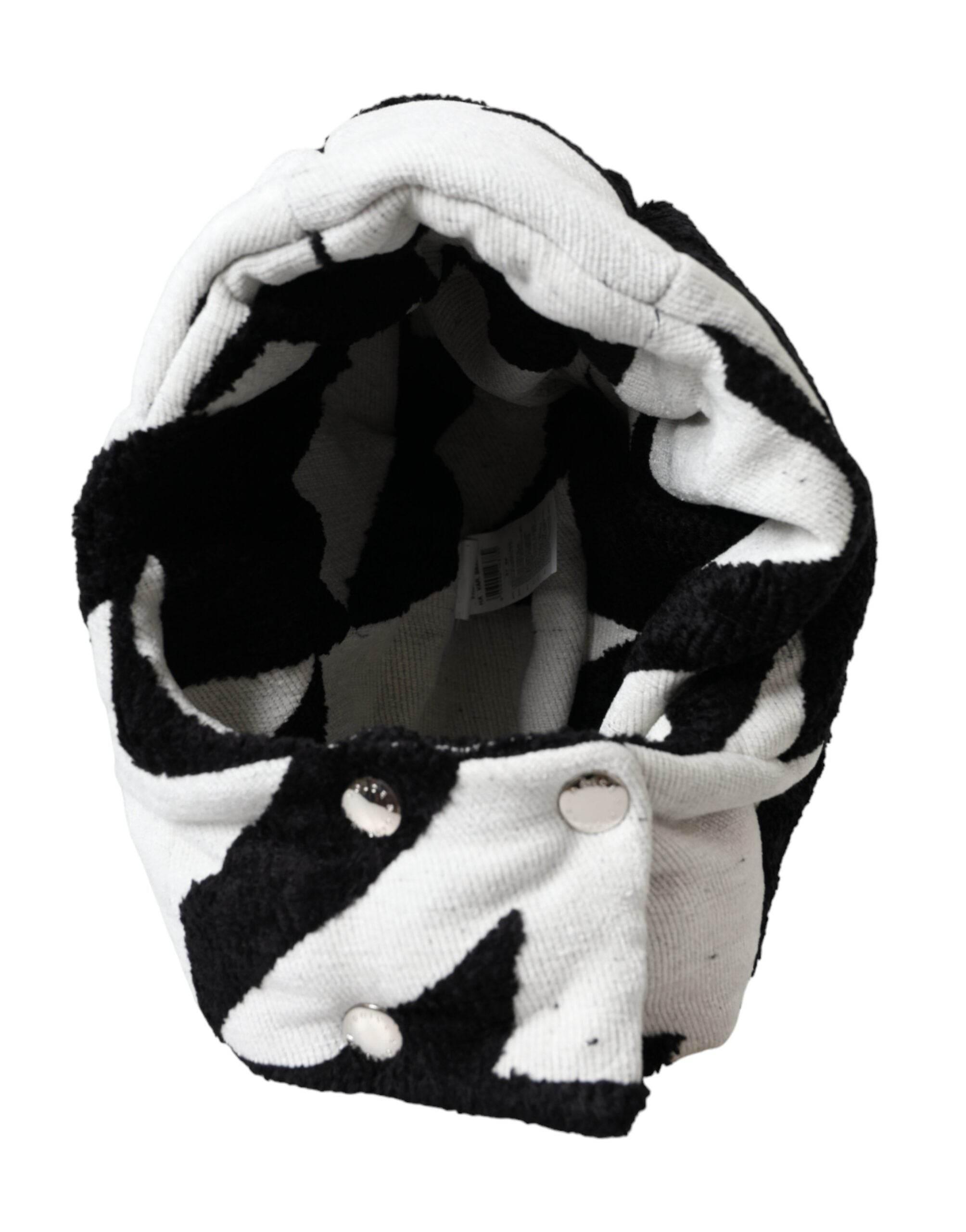 Dolce & Gabbana Black White Wool Whole Head Wrap Hat - Hilstor