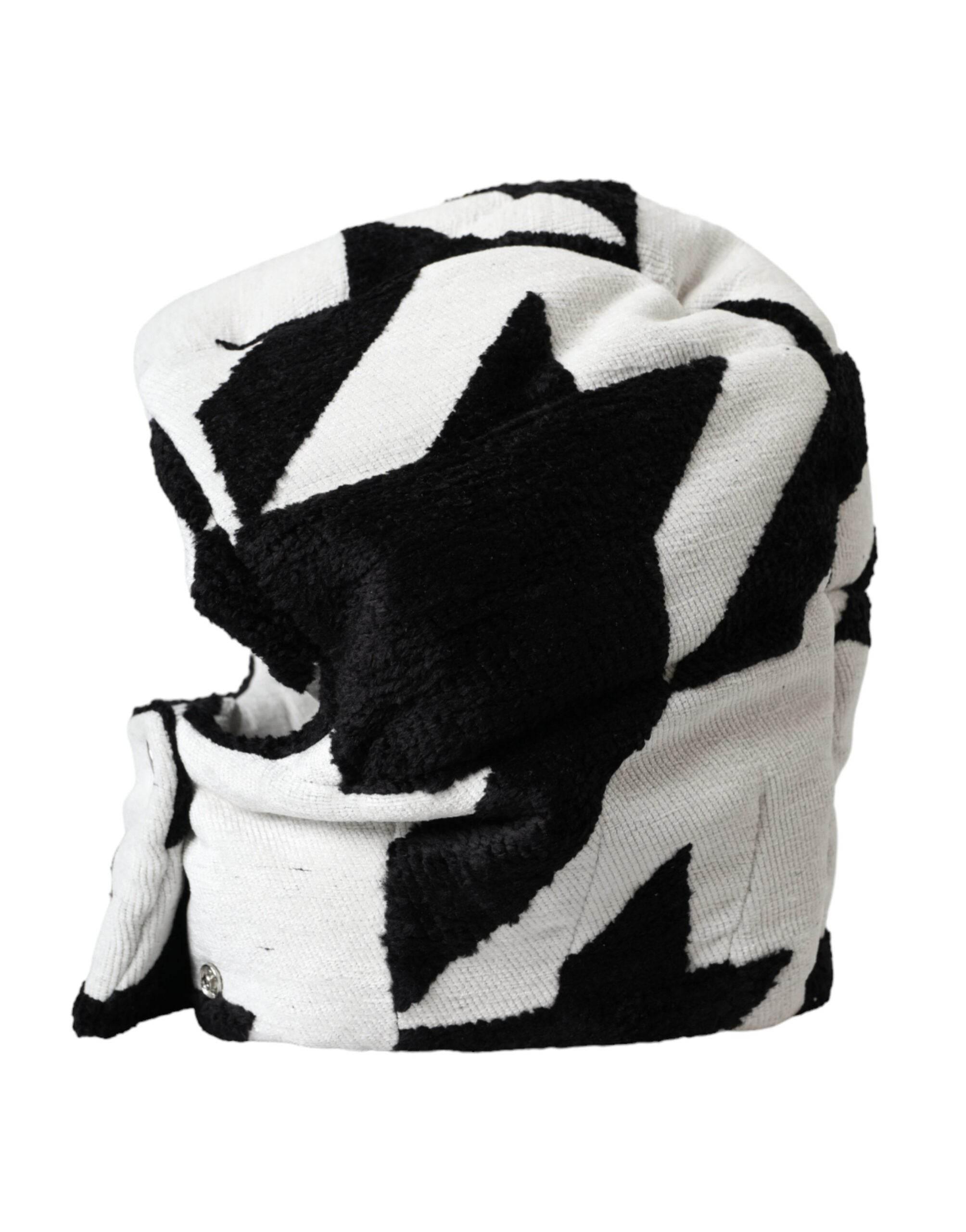 Dolce & Gabbana Black White Wool Whole Head Wrap Hat - Hilstor
