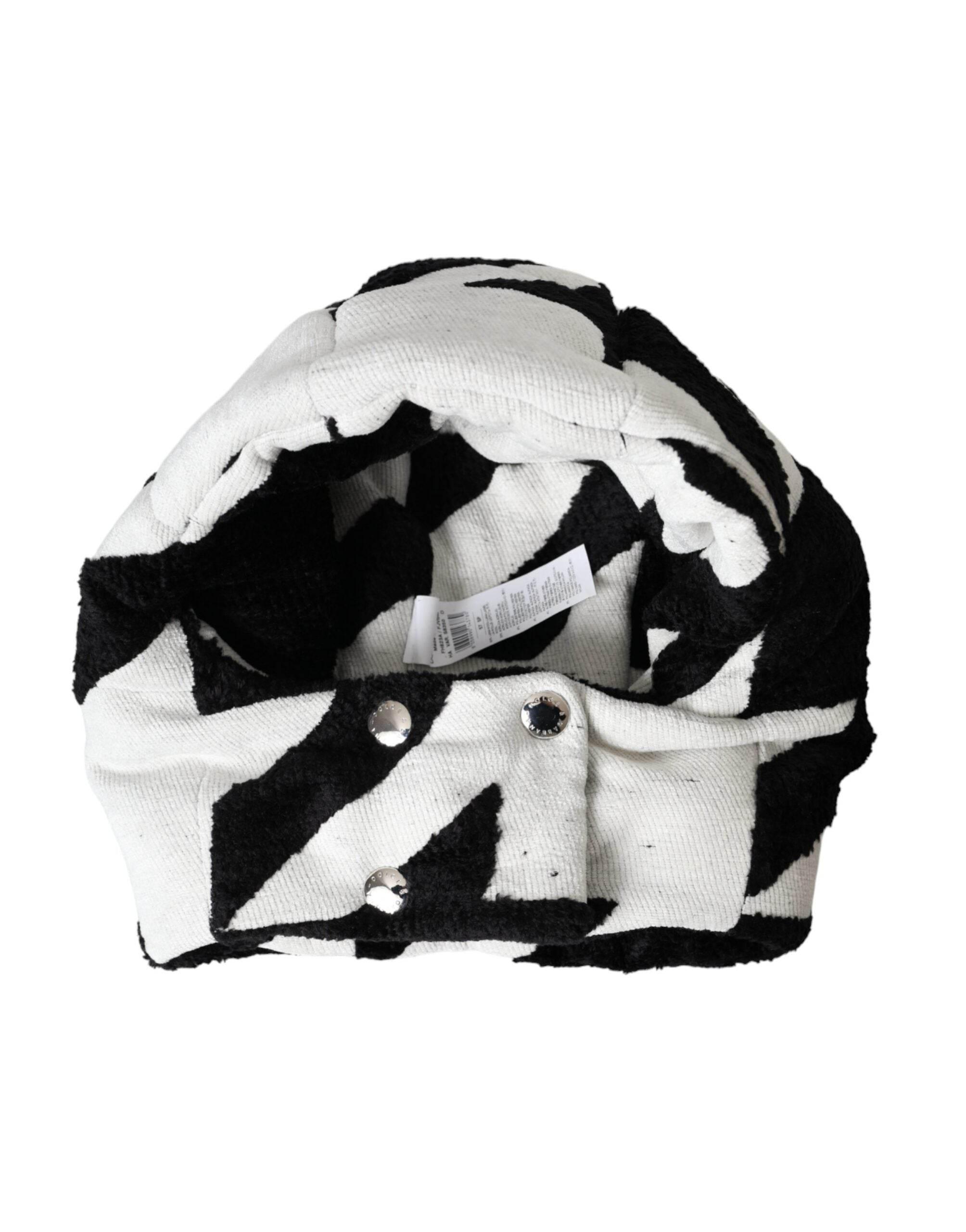 Dolce & Gabbana Black White Wool Whole Head Wrap Hat - Hilstor