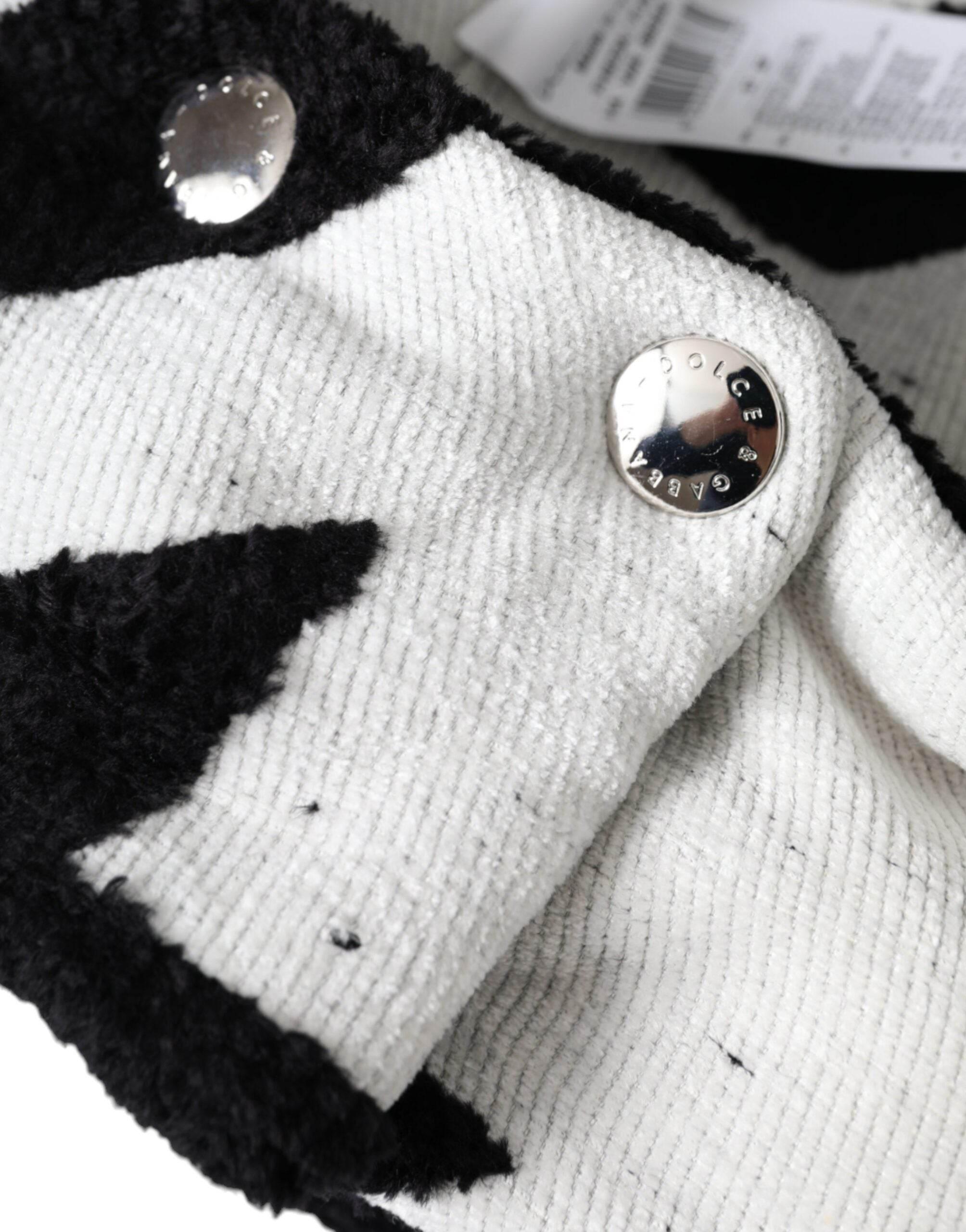 Dolce & Gabbana Black White Wool Whole Head Wrap Hat - Hilstor