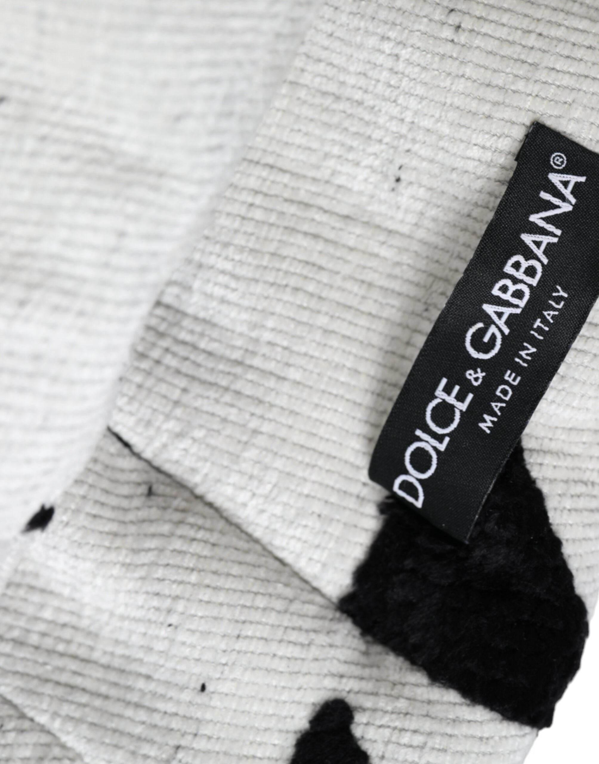 Dolce & Gabbana Black White Wool Whole Head Wrap Hat - Hilstor