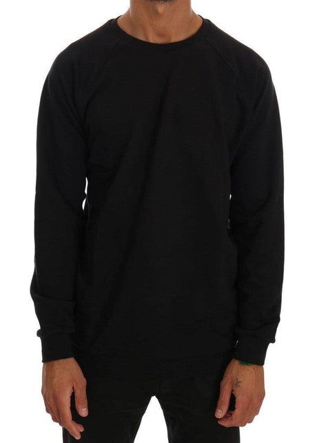 Daniele Alessandrini Black Crewneck Cotton Pullover Sweater - Hilstor