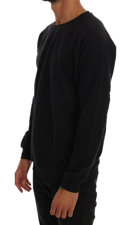 Daniele Alessandrini Black Crewneck Cotton Pullover Sweater - Hilstor