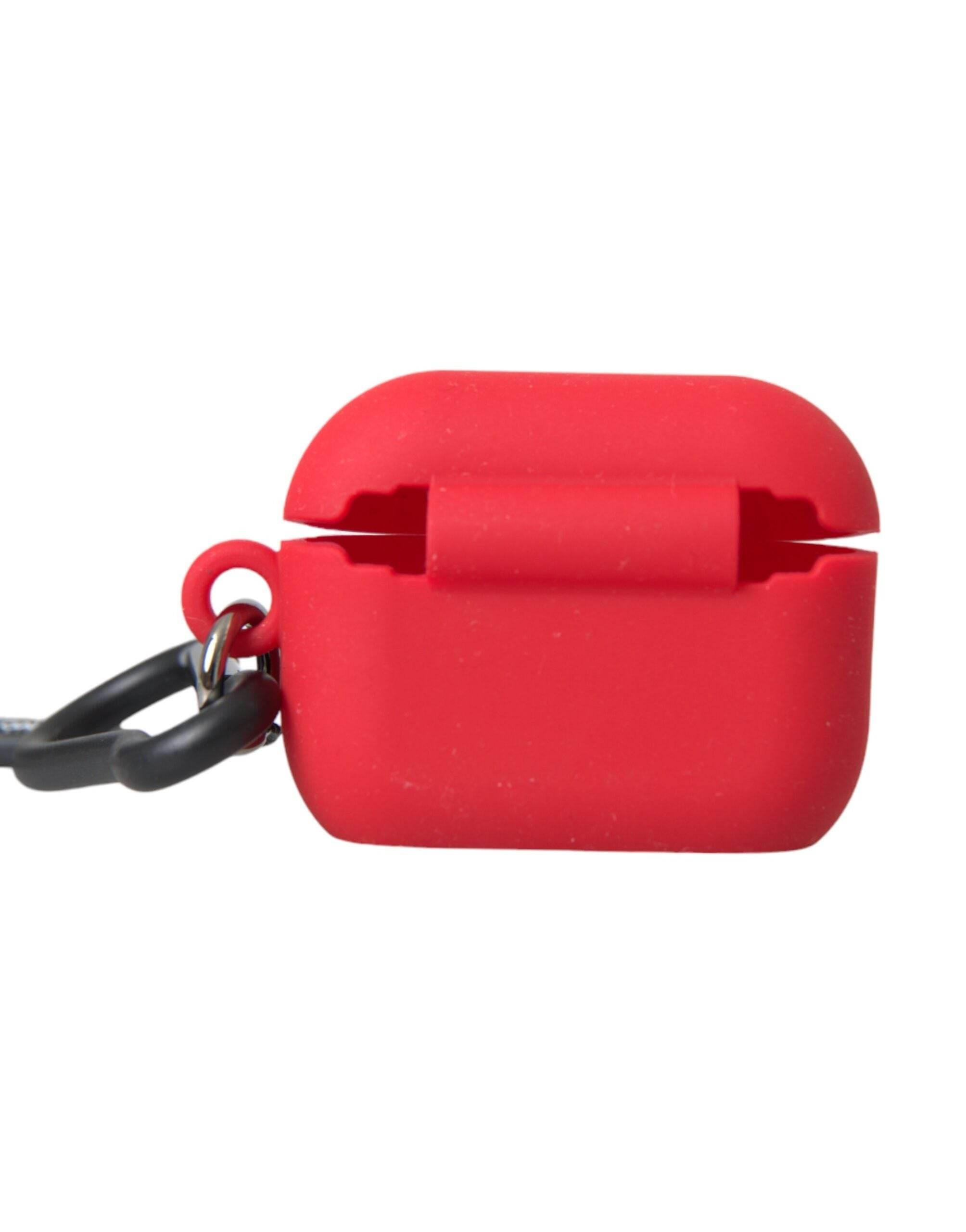 Dolce & Gabbana Red Silicone Rubber Logo Embossed Airpods Case - Hilstor