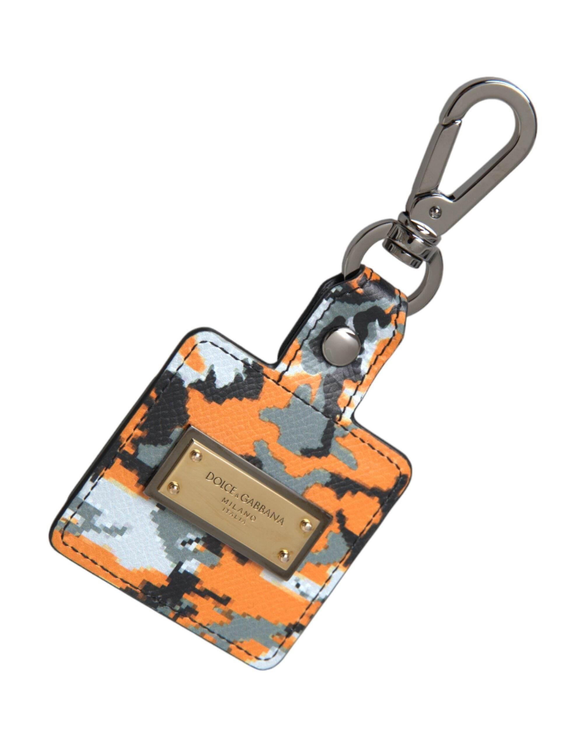 Dolce & Gabbana Multicolor Camouflage Print Leather Logo Metal Airpods Case - Hilstor