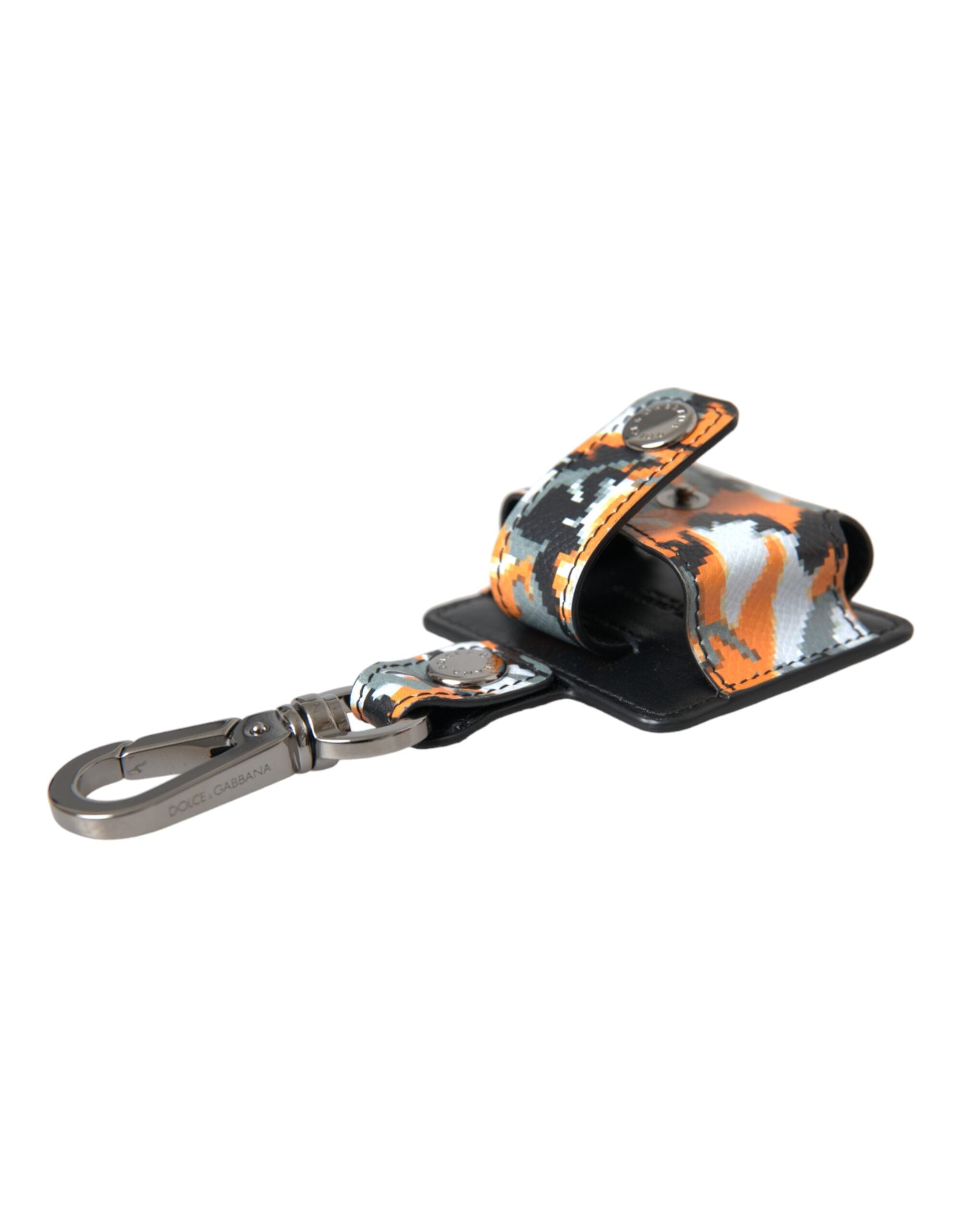 Dolce &amp; Gabbana Multicolor Camouflage Print Læder Logo Metal Airpods etui