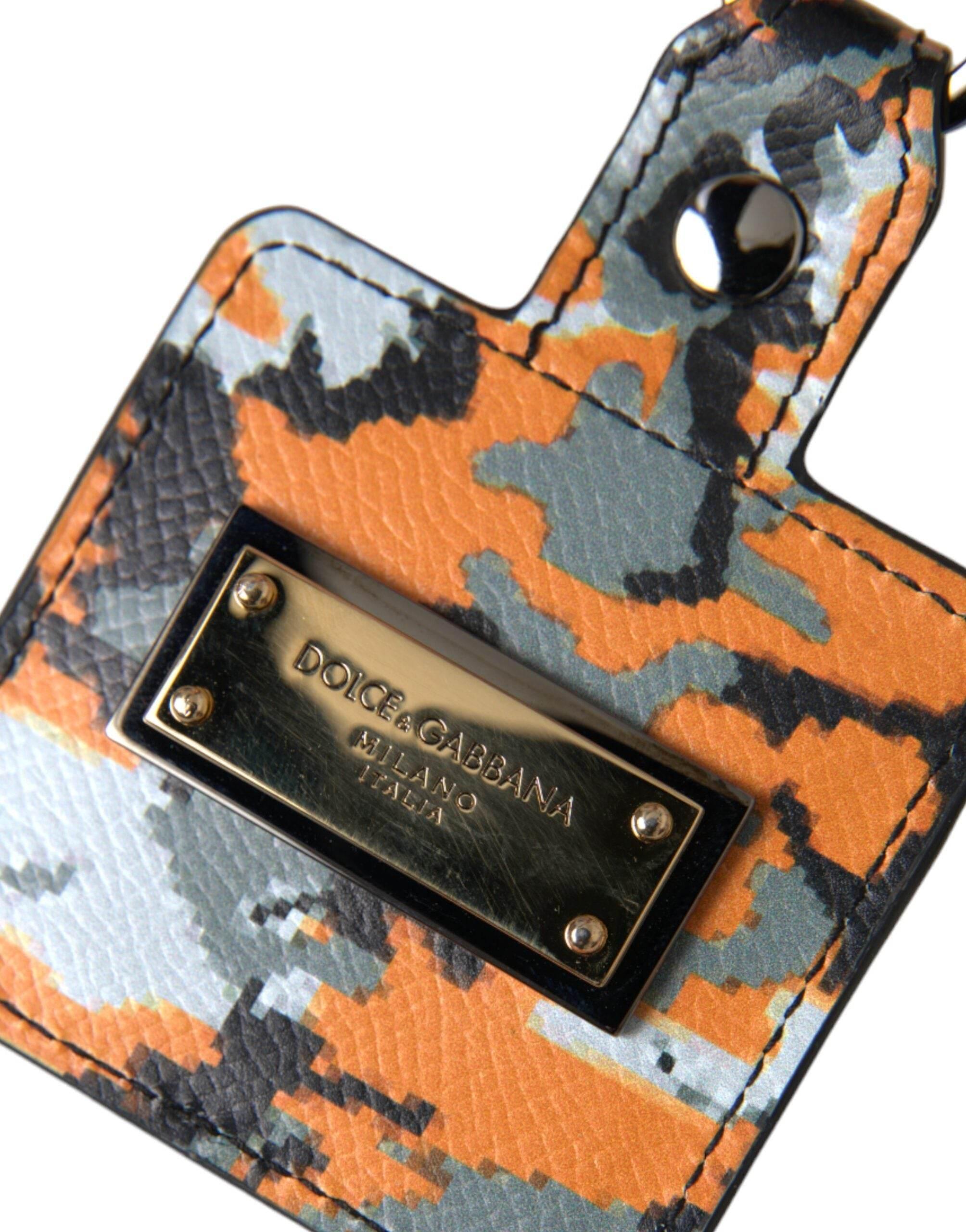 Dolce & Gabbana Multicolor Camouflage Print Leather Logo Metal Airpods Case - Hilstor